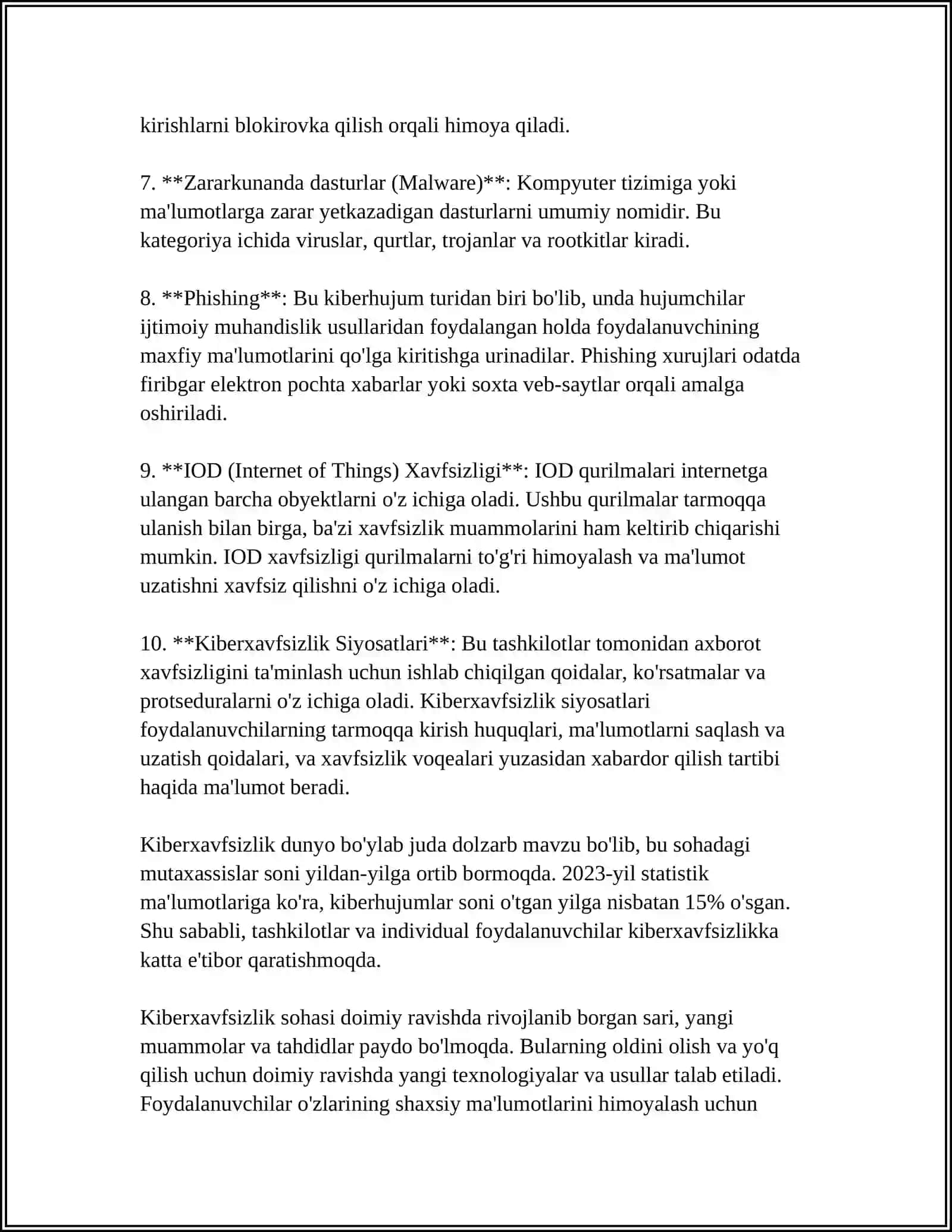 INTERNATDAGI KIBERXAVFSIZLIK VA AXBOROT HUQUQLARI. TAʼLIMDA OʼRGANISH 4