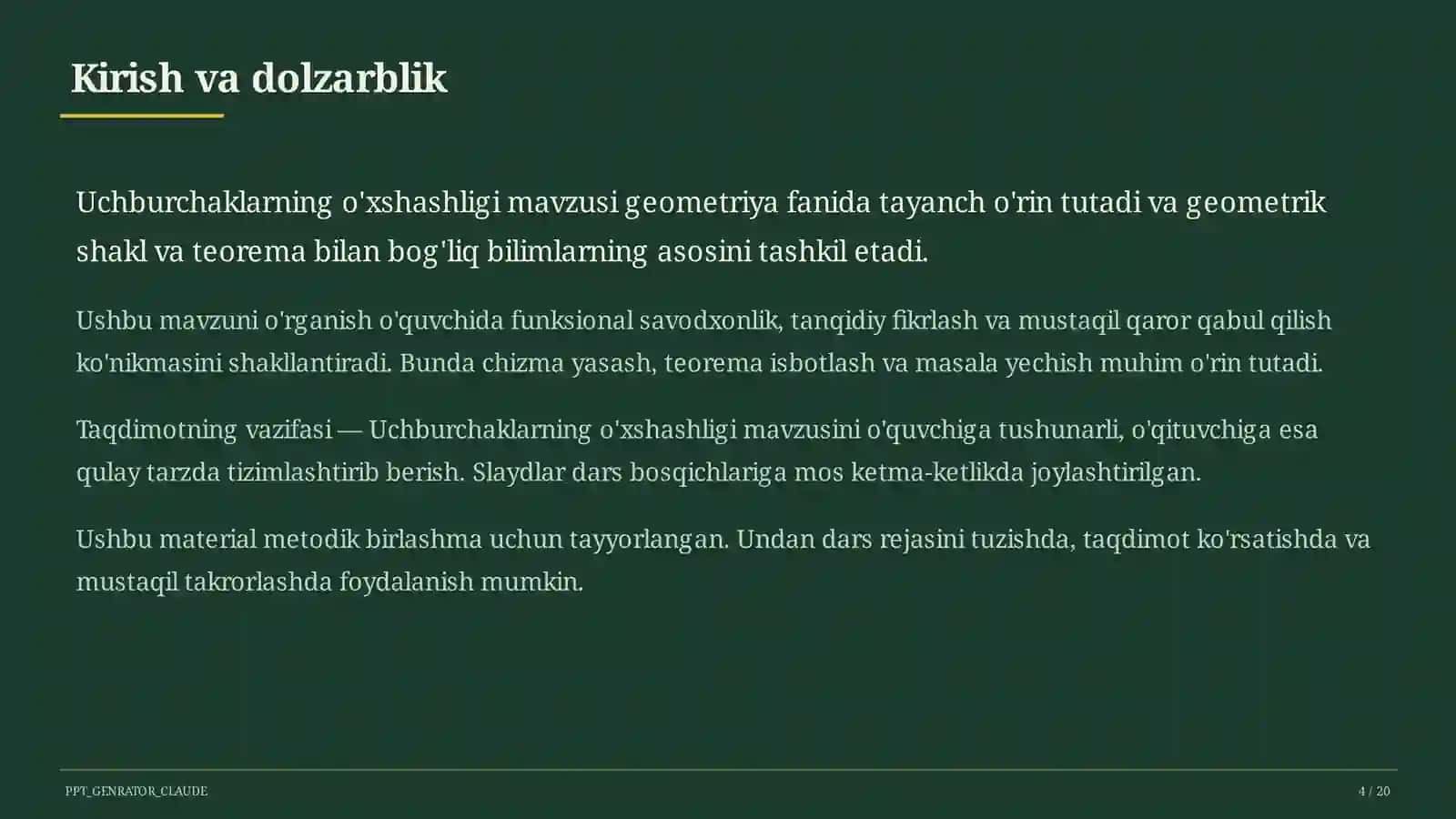 uchburchaklarning oxshashligi 8 sinf 120 4