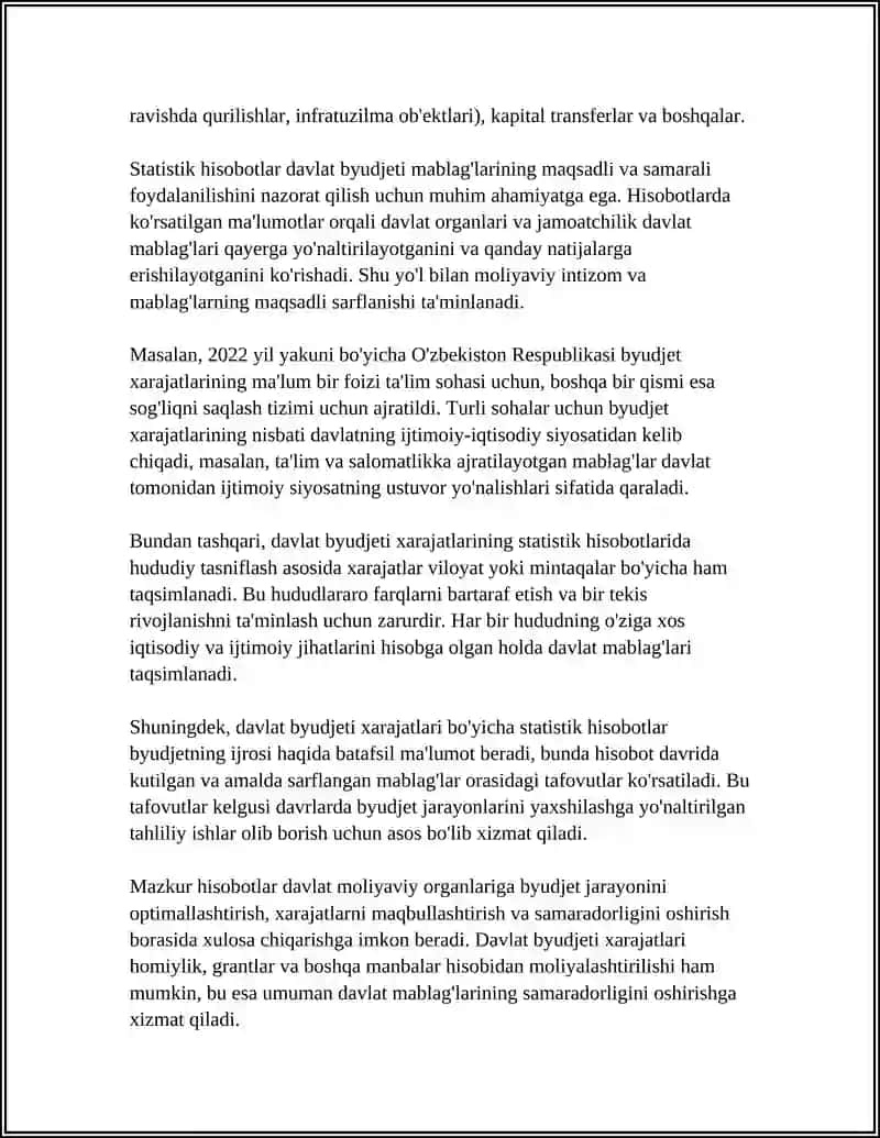 DAVLAT BYUDJETI XARAJATLARI STATISTIKASI 4