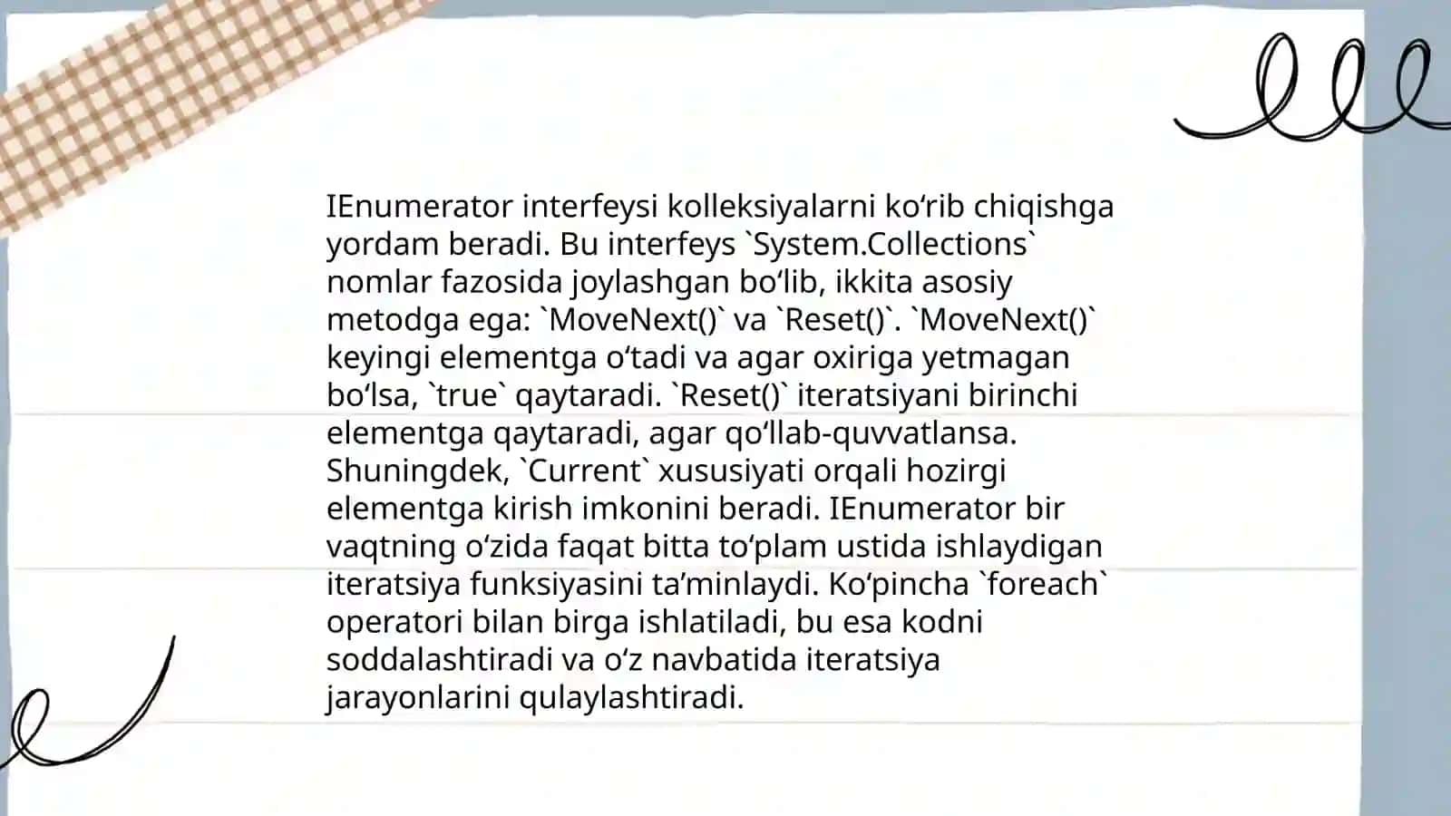IEnumerable va IEnumerator interfeyslari 4