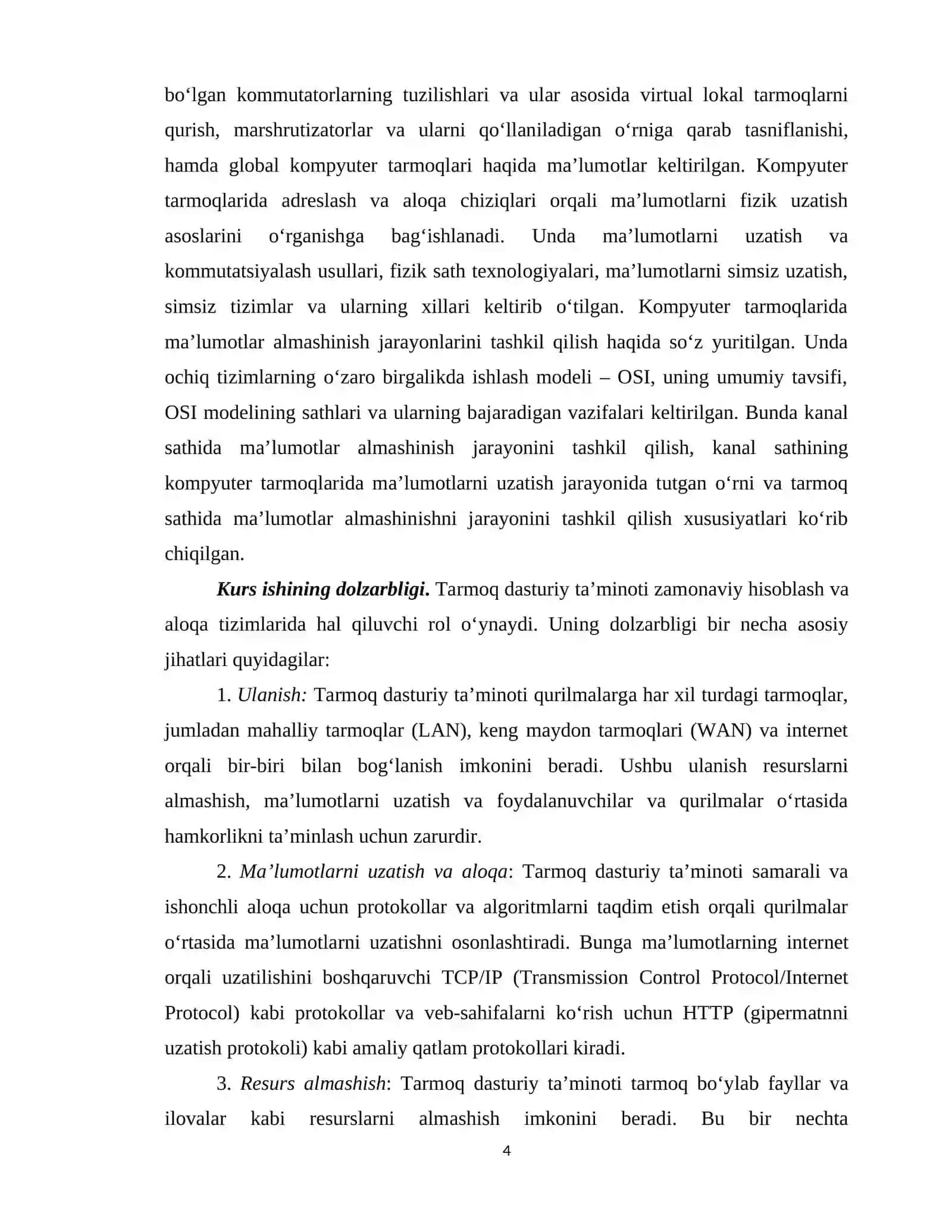 TARMOQLARNING DASTURIY TAMINOTI. 4
