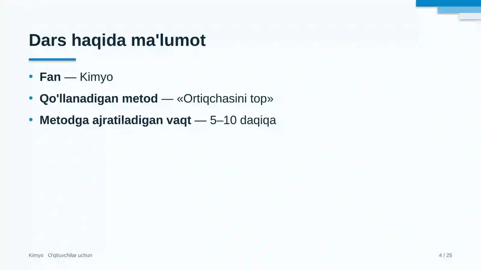 kimyo darslarida ortiqchasini top metodidan foydalanish 8255 4