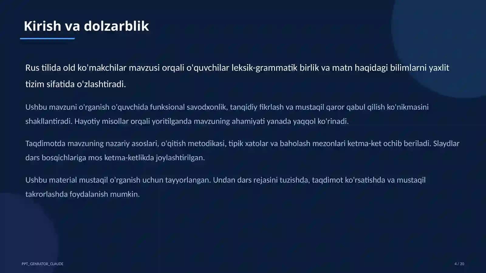 Rus tilida old ko'makchilar (7-sinf) 4