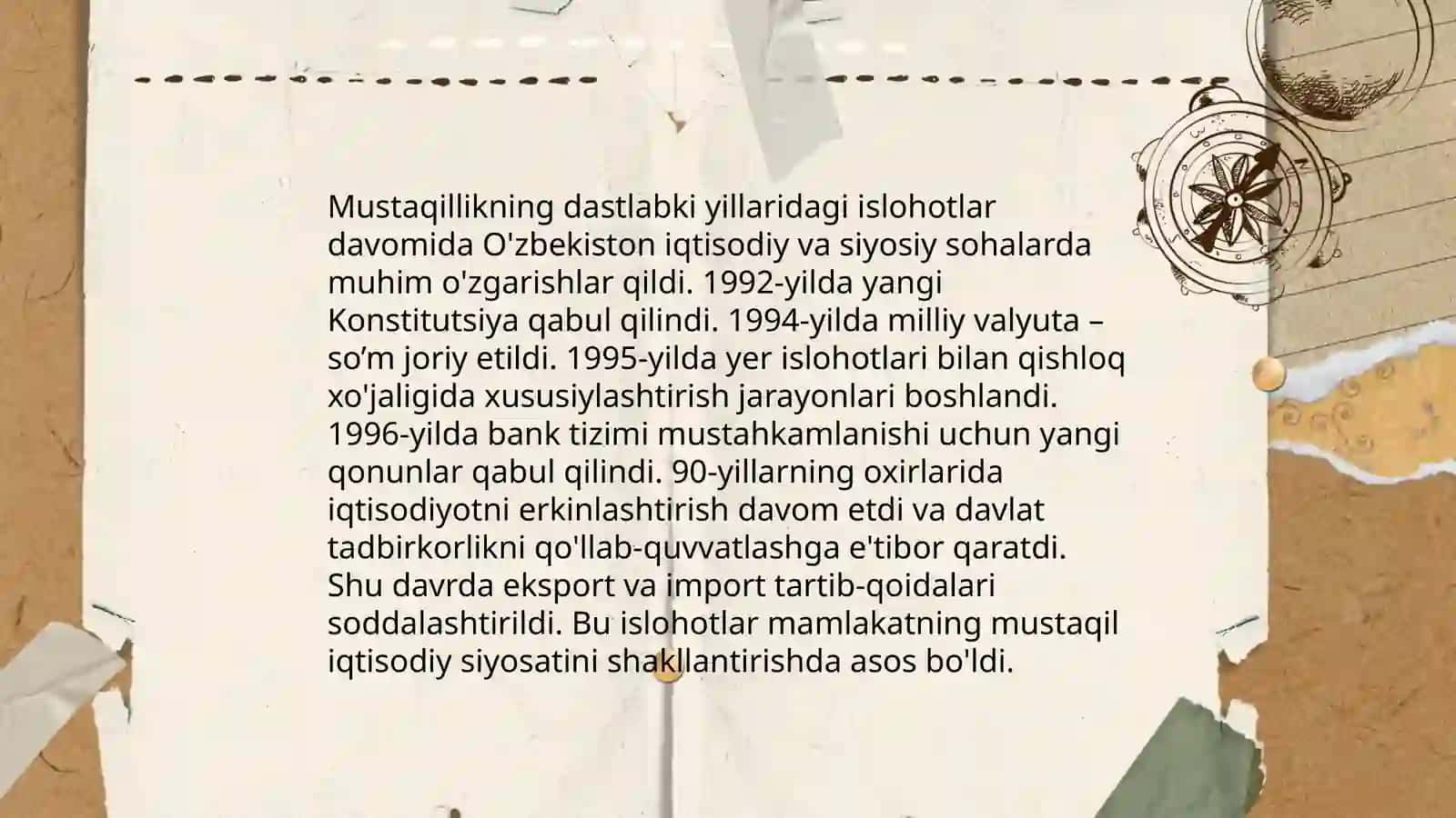 O'ZBEKISTONNING O'ZIGA XOS ISTIQLOL VA TARAQQIYOT YO'LI 4