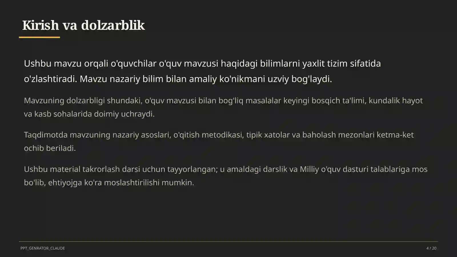 Dolzarb mavzular — maktab va o'qituvchilar 4