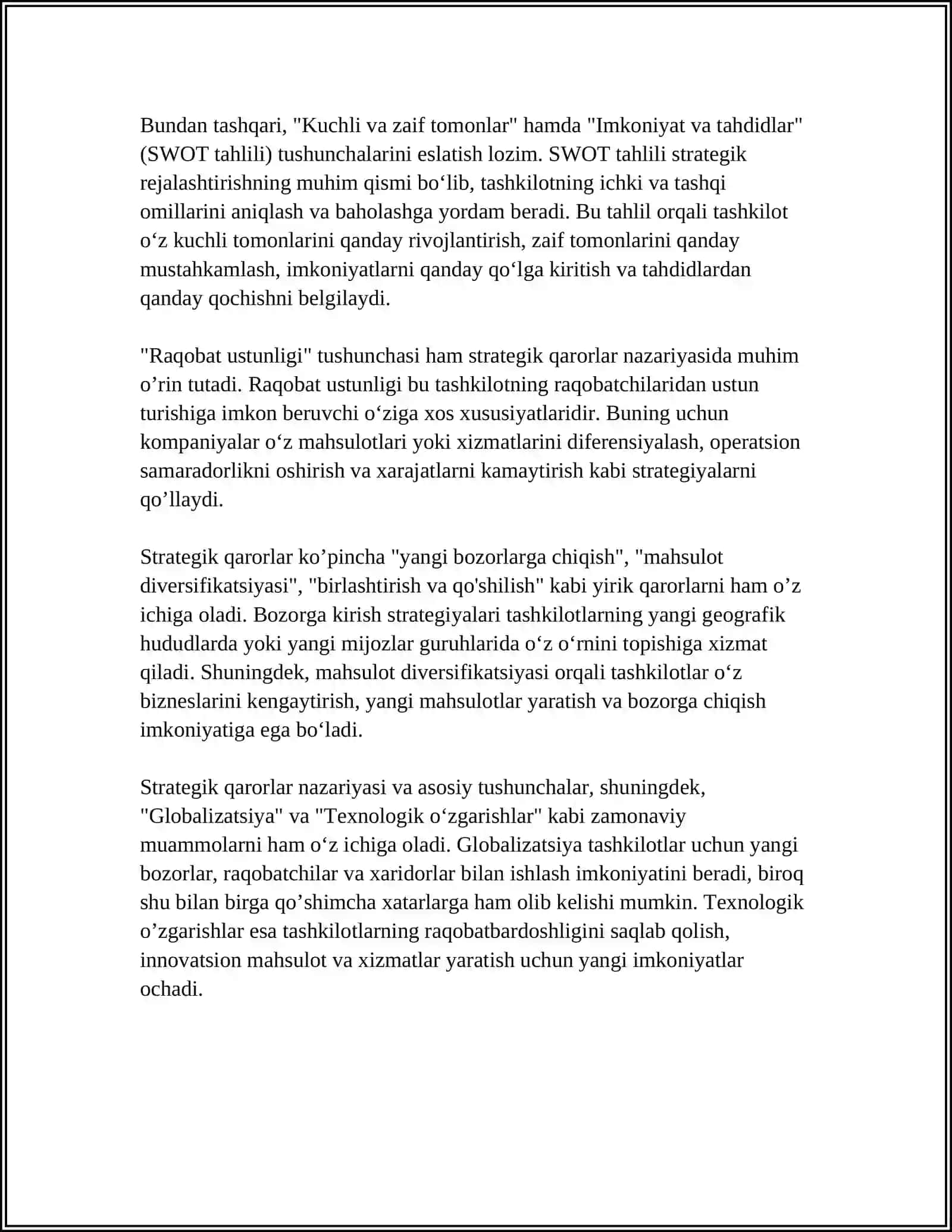 STRATEGIK QARORLAR VA RIVOJLANISH 4