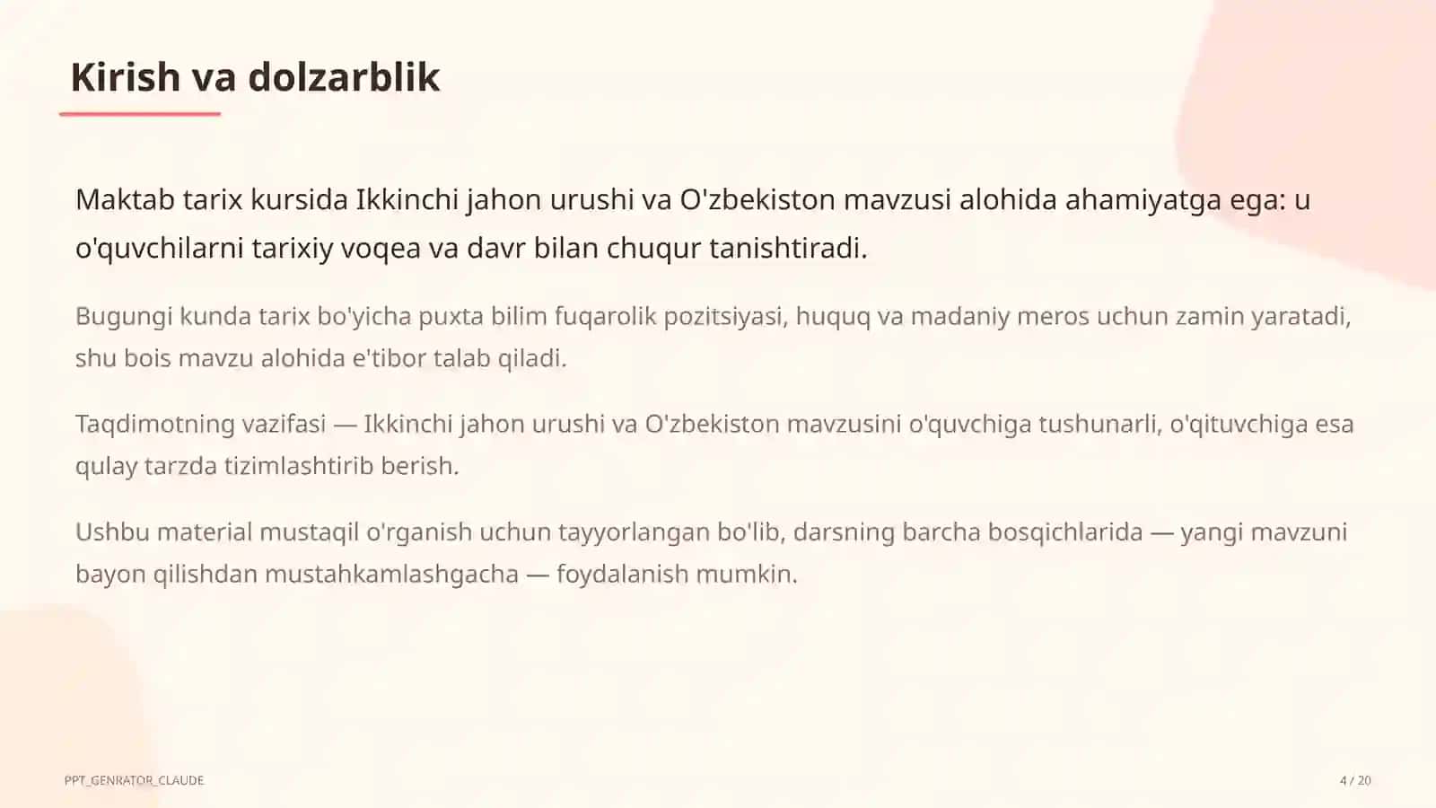Ikkinchi jahon urushi va O'zbekiston (10-sinf) 4