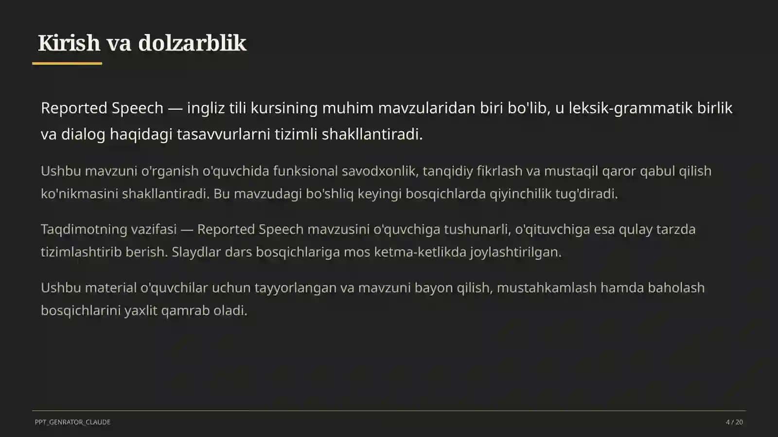 Reported Speech (9-sinf) 4