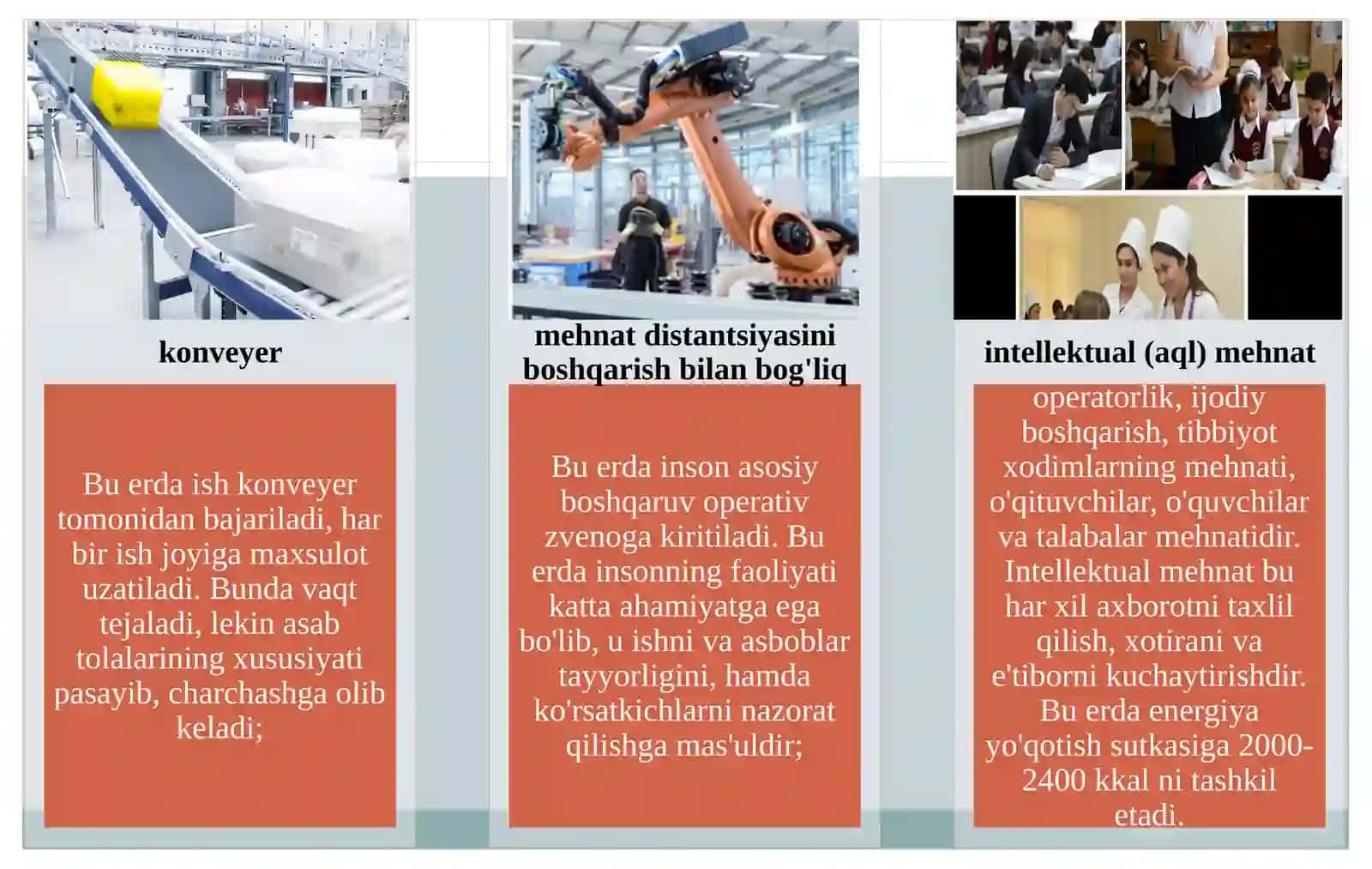 INSON FAOLIYATINING ASOSIY TURLARI. XAVFLI VA ZARARLI OMILLARNING INSON PSIXOLOGIYASIGA TA'SIRI, ULARNING TURLARI 4