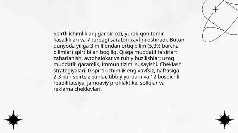 Zararli odatlar.Organizmni chiniqtirish usullari 4
