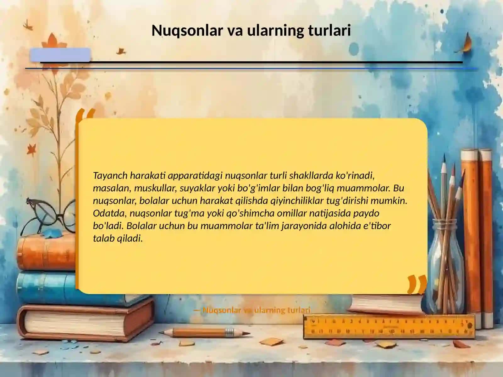 Tayanch harakati apparatida nuqsoni boʻlgan bolalar uchun inklyuziv taʼlim strategiyalari va ularni amalga oshirish shart-sharoitlar 4