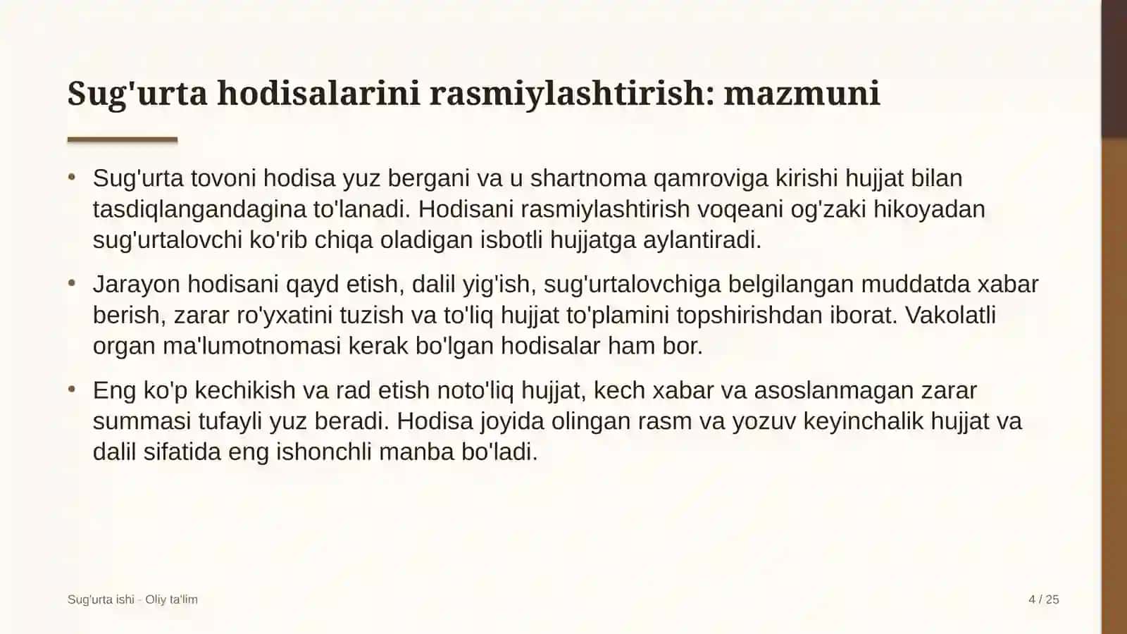 til o'rgatish markazlarida sug'urta hodisalarini rasmiylashtirish 2020 4