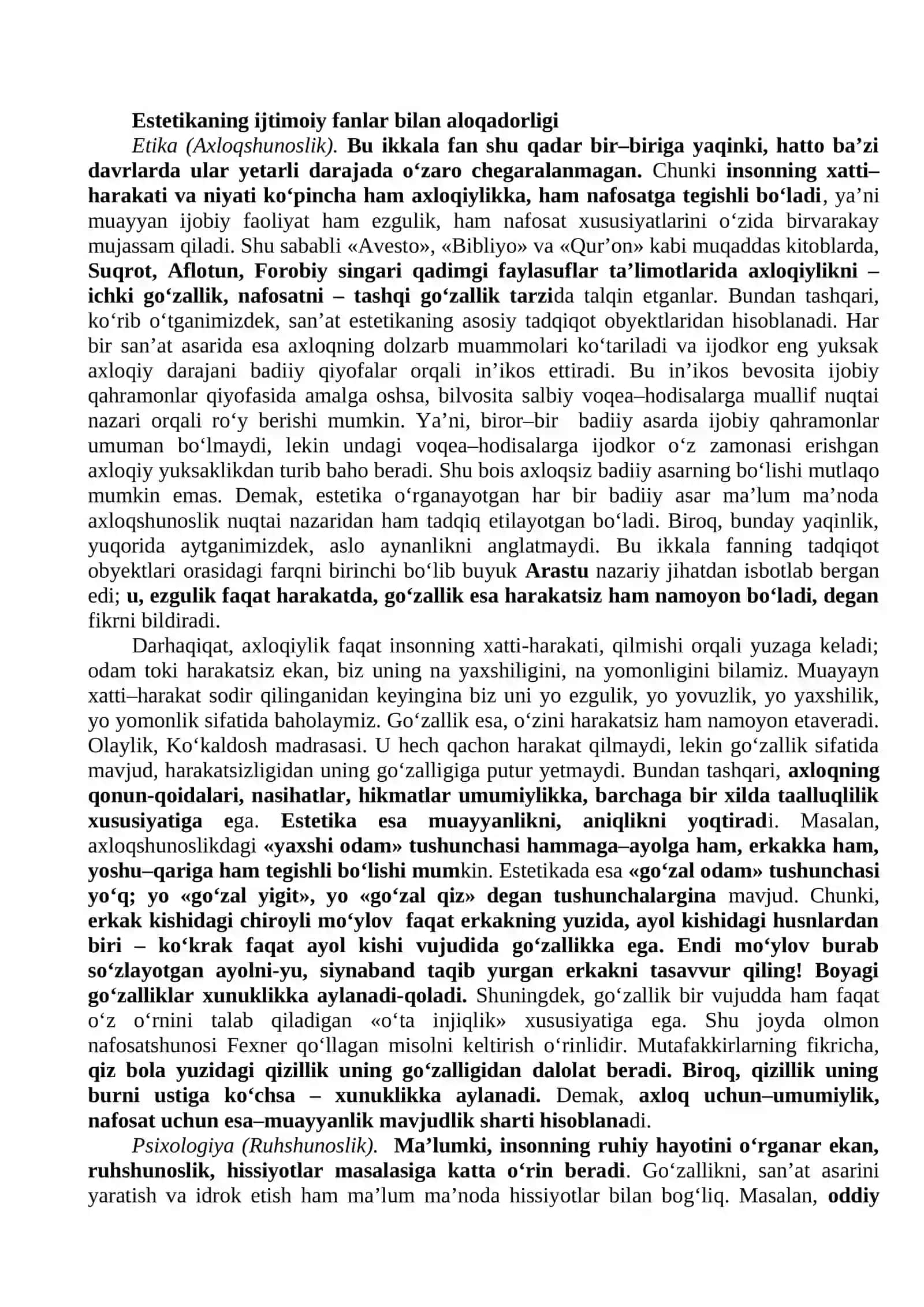 Nafosat falsafasi (Estetika) 4