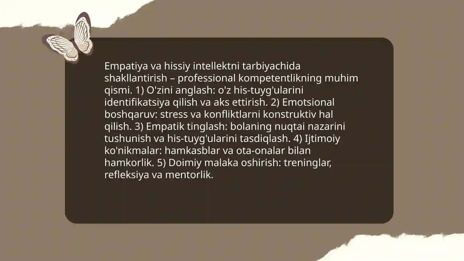 Tarbiyachi shaxsida ijtimoiy munosabatlarni rivojlantirishga oid kasbiy kompetentlikni rivlantirishi 4