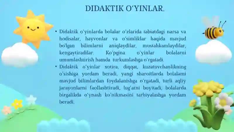 MASHG‘ULOT REJASI. TABIATSHUNOSLIKKA OID O‘YINLARNI REJALASHTIRISH 4