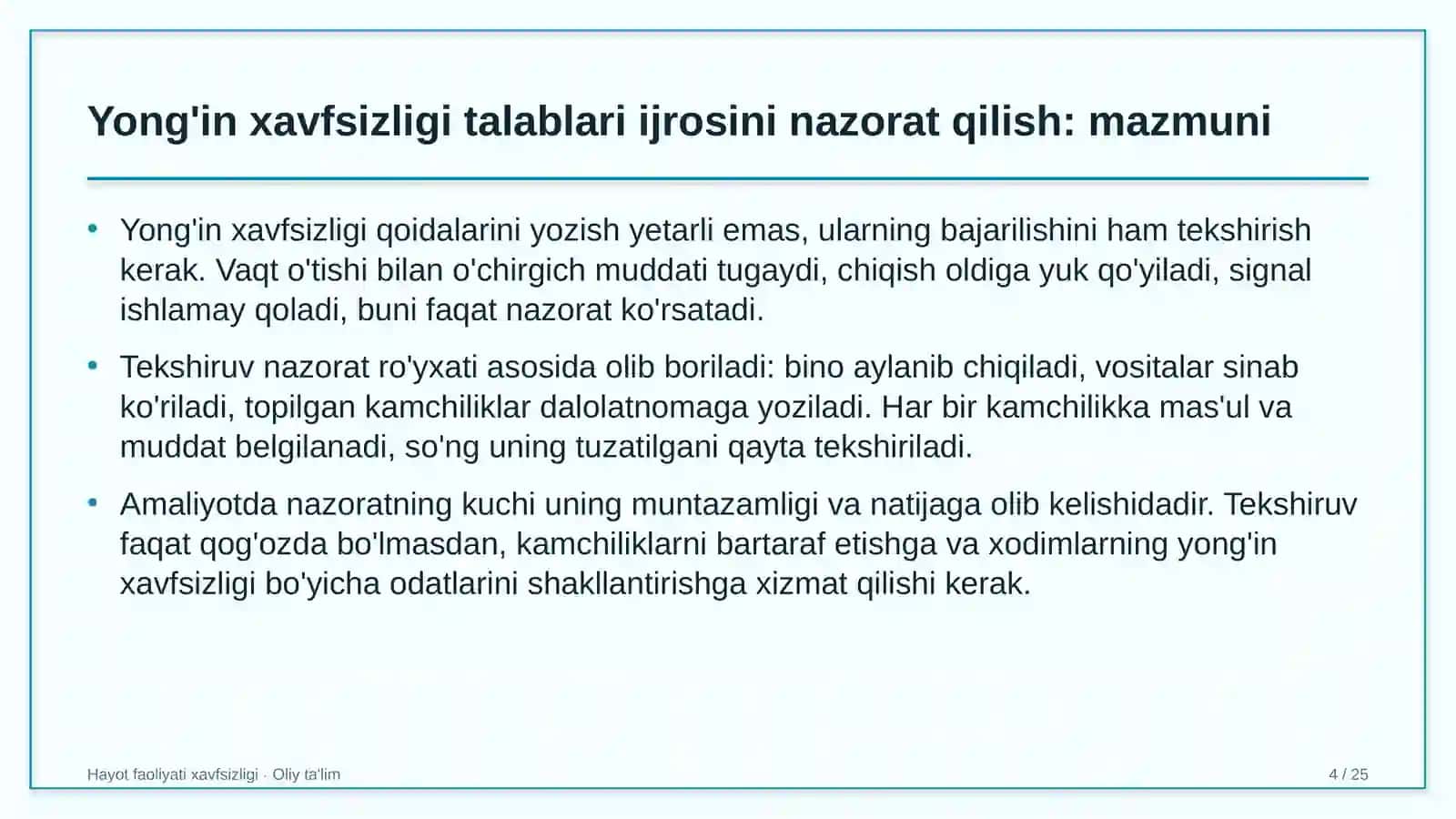 dehqon xo'jaliklarida yong'in xavfsizligi talablariga rioya etilishini nazorat qilish 7818 4