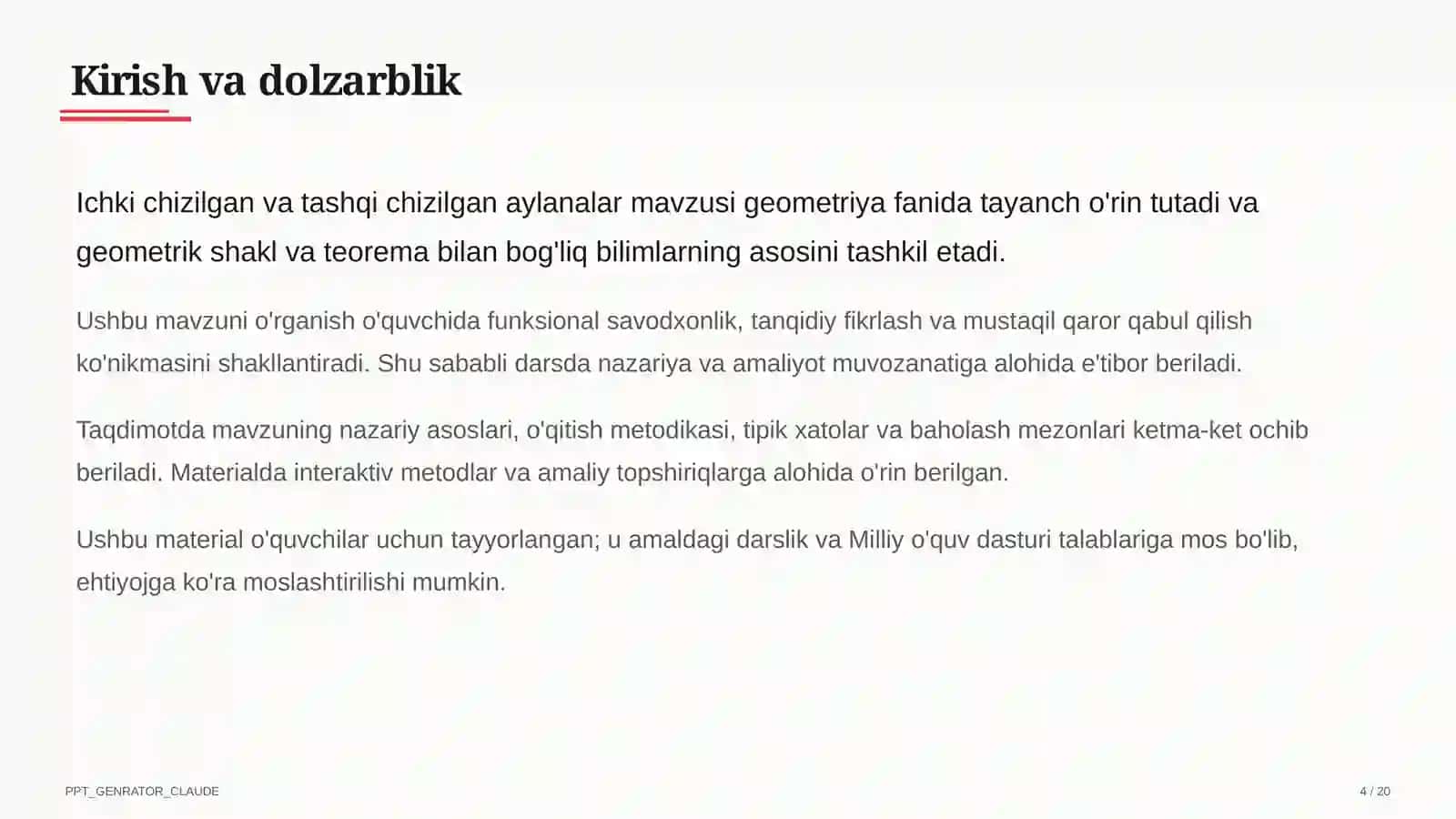 Ichki chizilgan va tashqi chizilgan aylanalar (8-sinf) 4