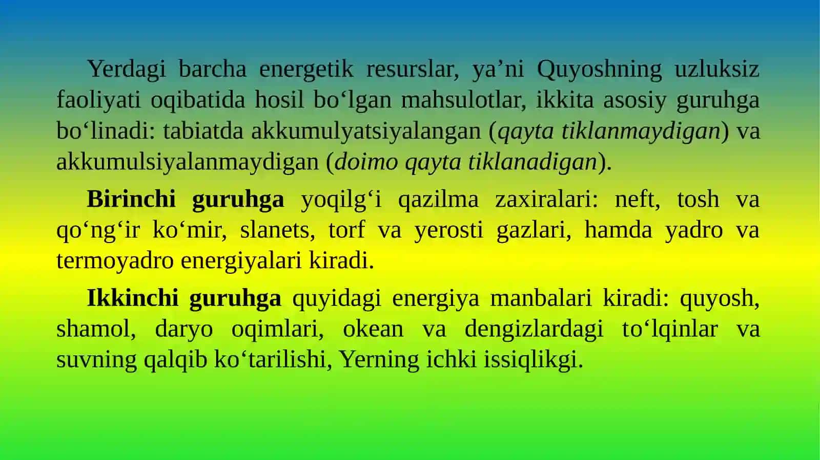Dunyo davlatlari muqobil energiyadan foydalanishga o'tish 4