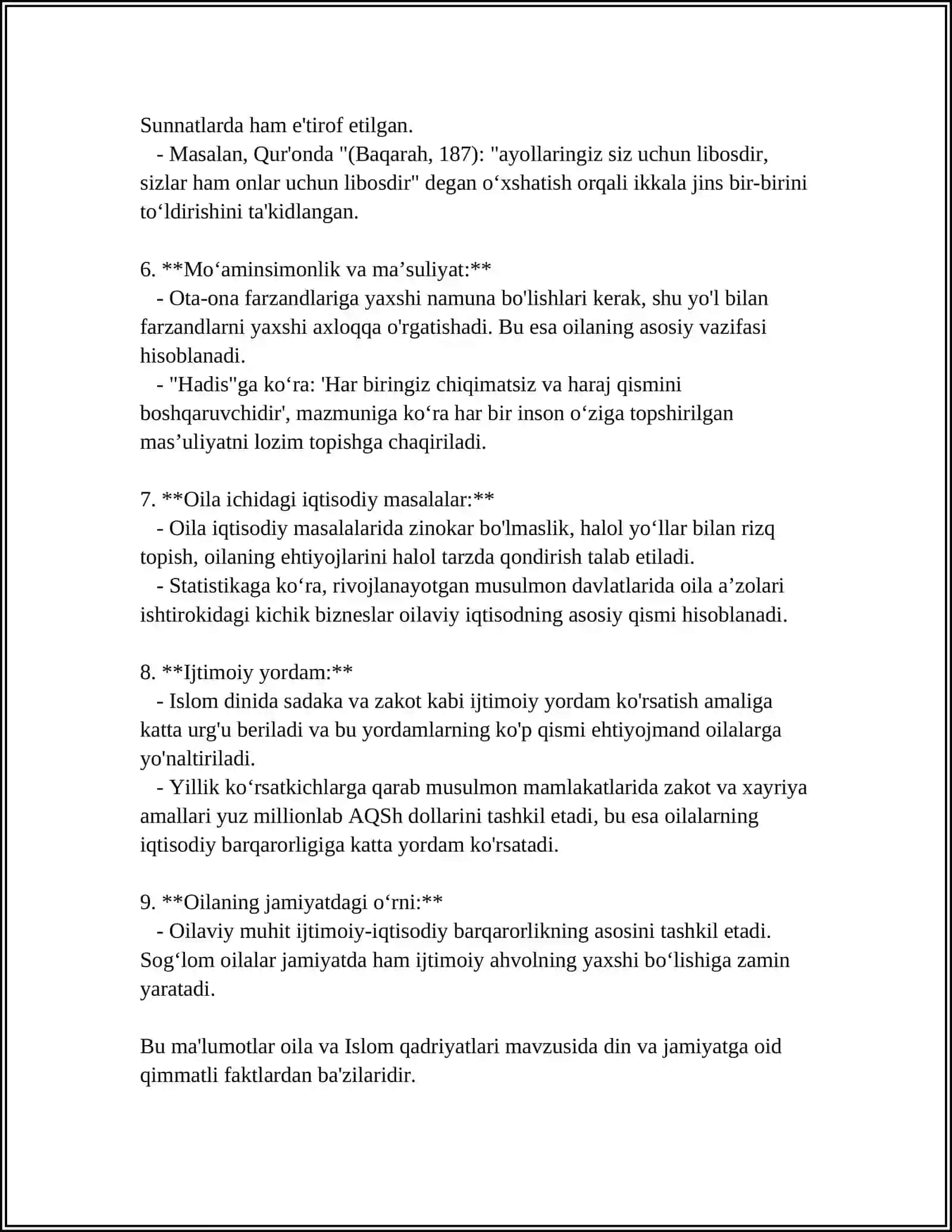 SHAYX MUHAMMAD SODIQ MUHAMMAD YUSUFNING 'BAXTIYOR OILA' ASARIDA ISLOMQADRIYATLARNING TALQINI 4
