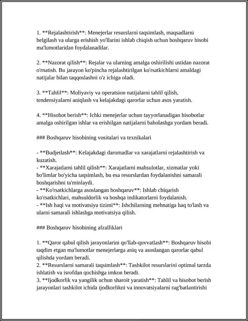 REFERAT Mavzu: BOSHQARUV HISOBI FANIGA KIRISH 4