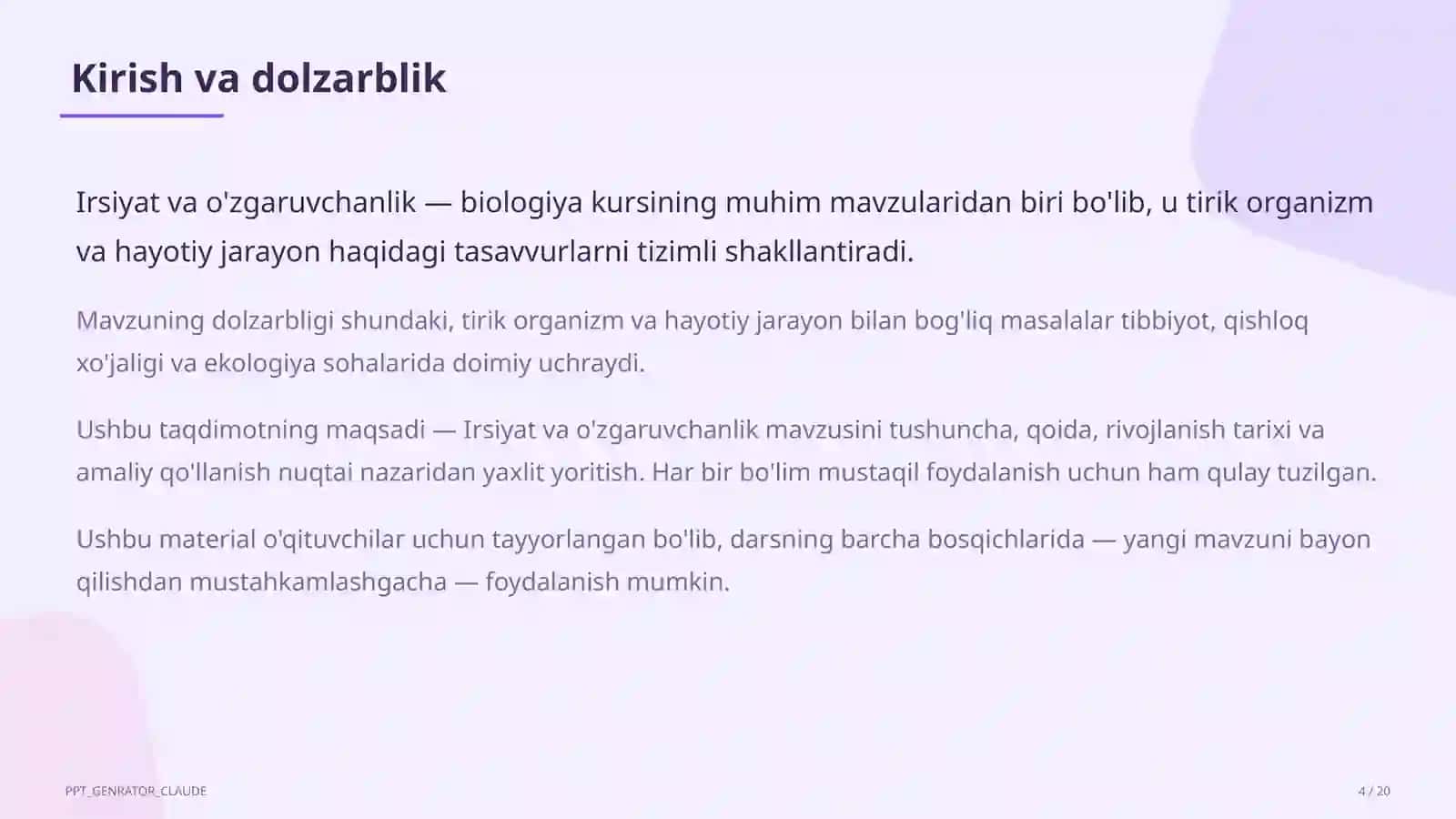 Biologiya (5–11) — o'qituvchilar uchun 4