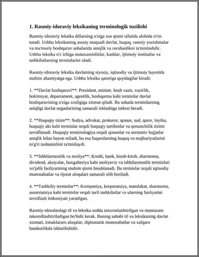 RASMIY IDORAVIY USLUBLARNING LEKSIK GRAMMATIK XUSUSIYATLARI 4
