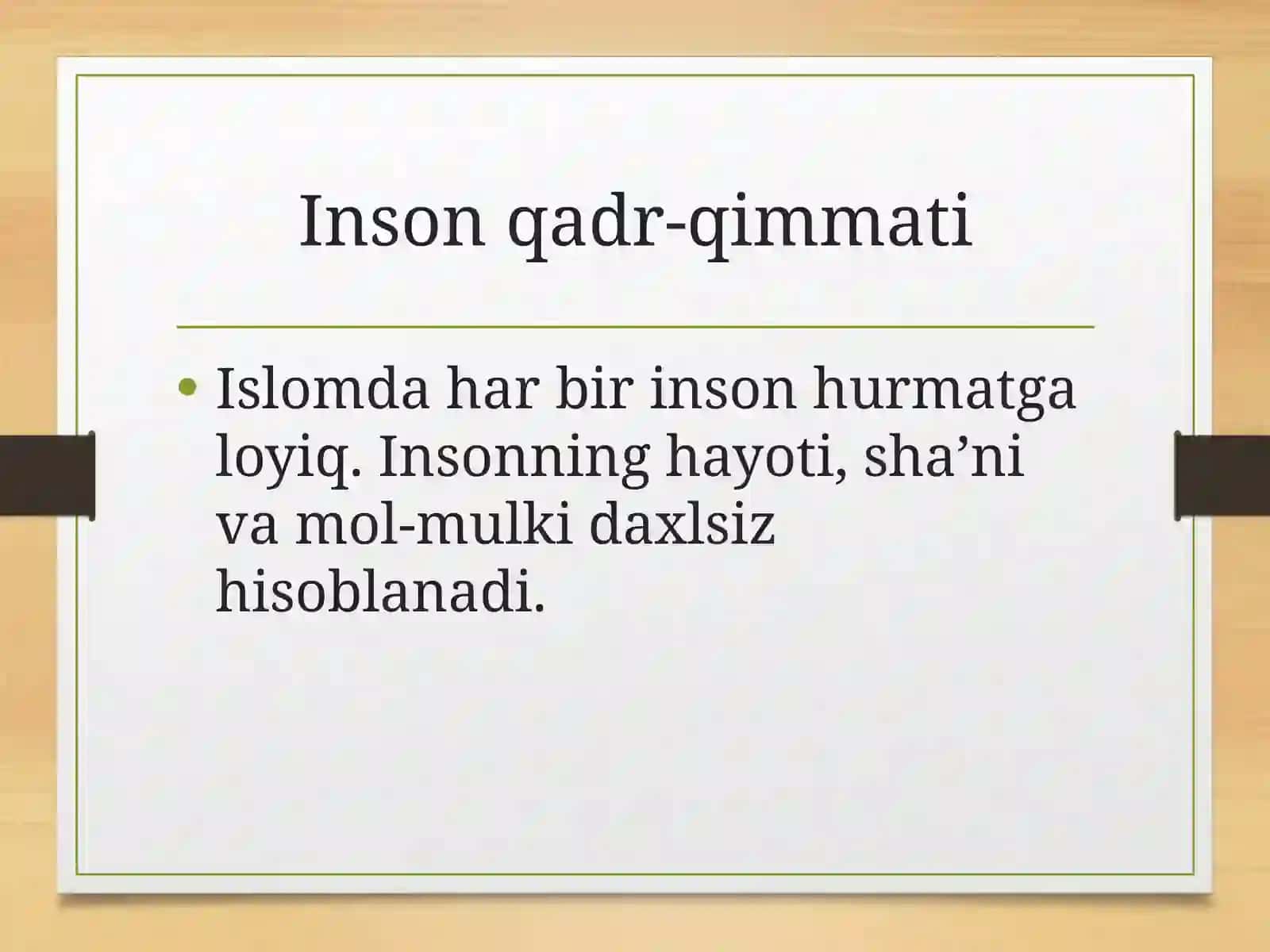 Islomda inson huquqlari himoyasi ijtimoiy t-englikadolati vantolerantlik 4