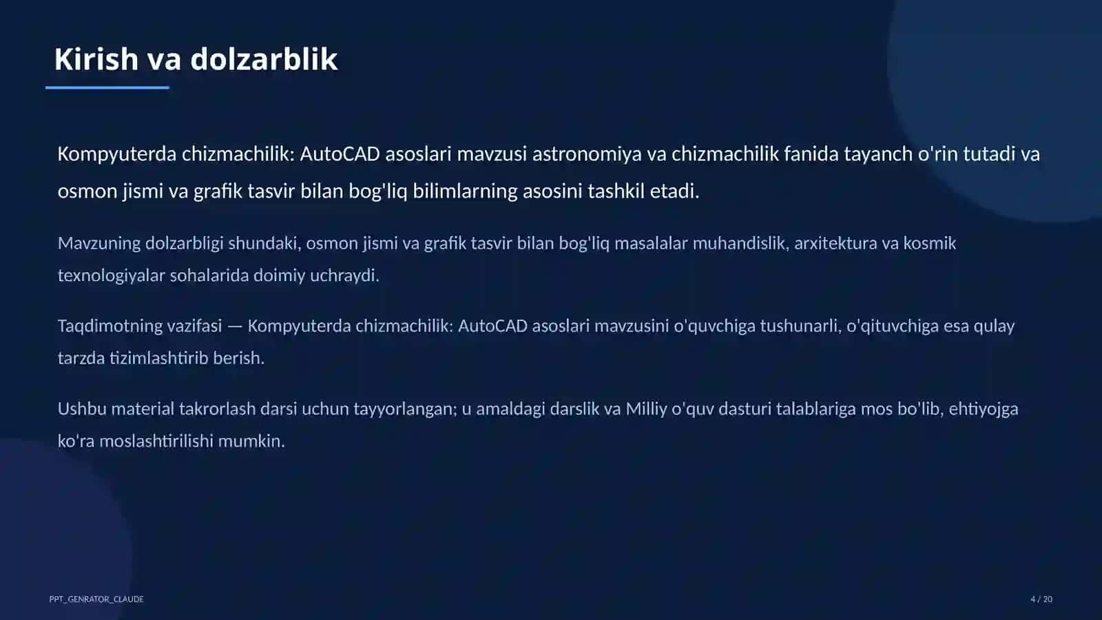 Kompyuterda chizmachilik: AutoCAD asoslari (9-sinf) 4