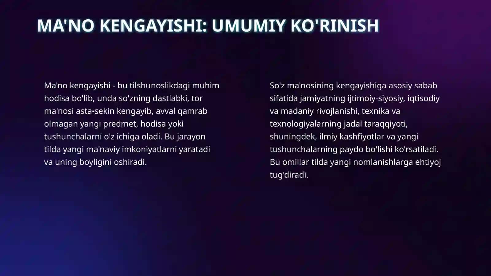 9-sinf ona tili fanidan Ma'no kengayishi va torayishi 4