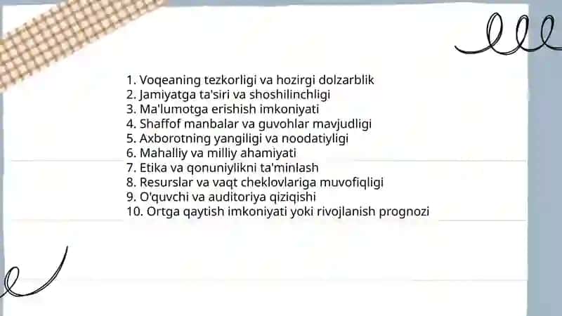 Voqeaband reportaj yozish jarayonini oʻrganish 4