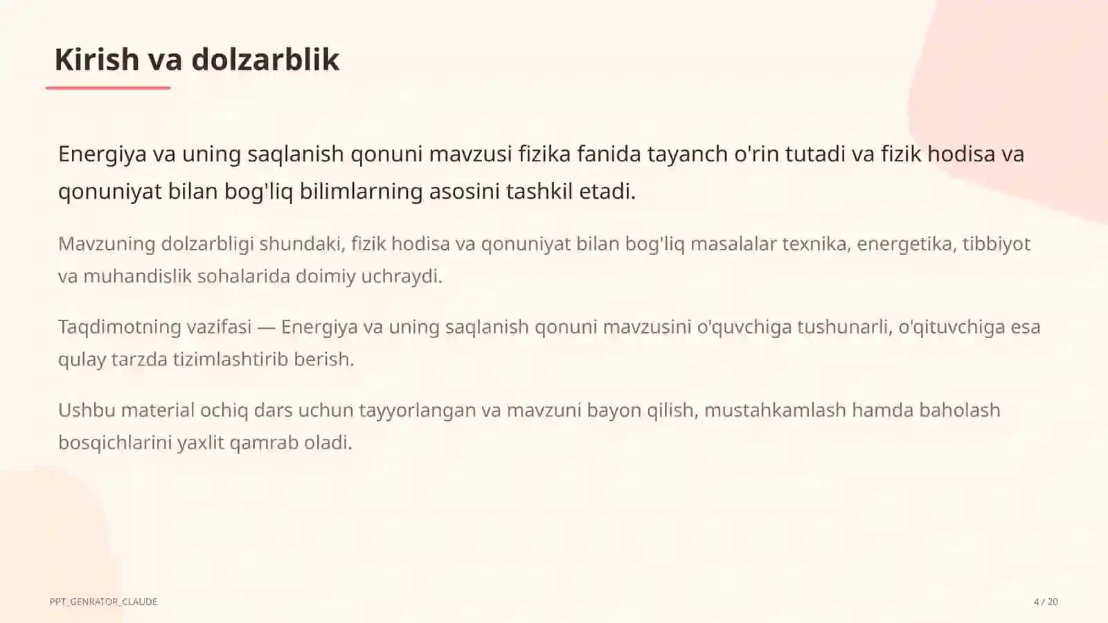 Energiya va uning saqlanish qonuni (7-sinf) 4