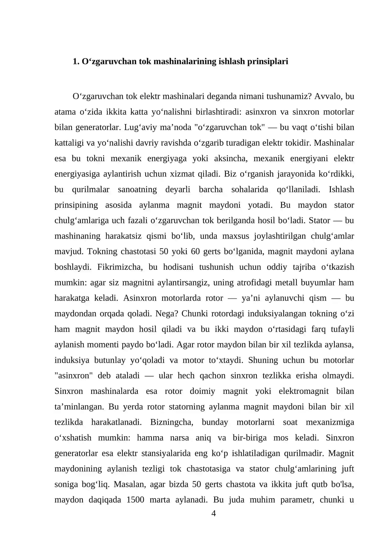 O‘zgaruvchan tok elektr mashinalari 4