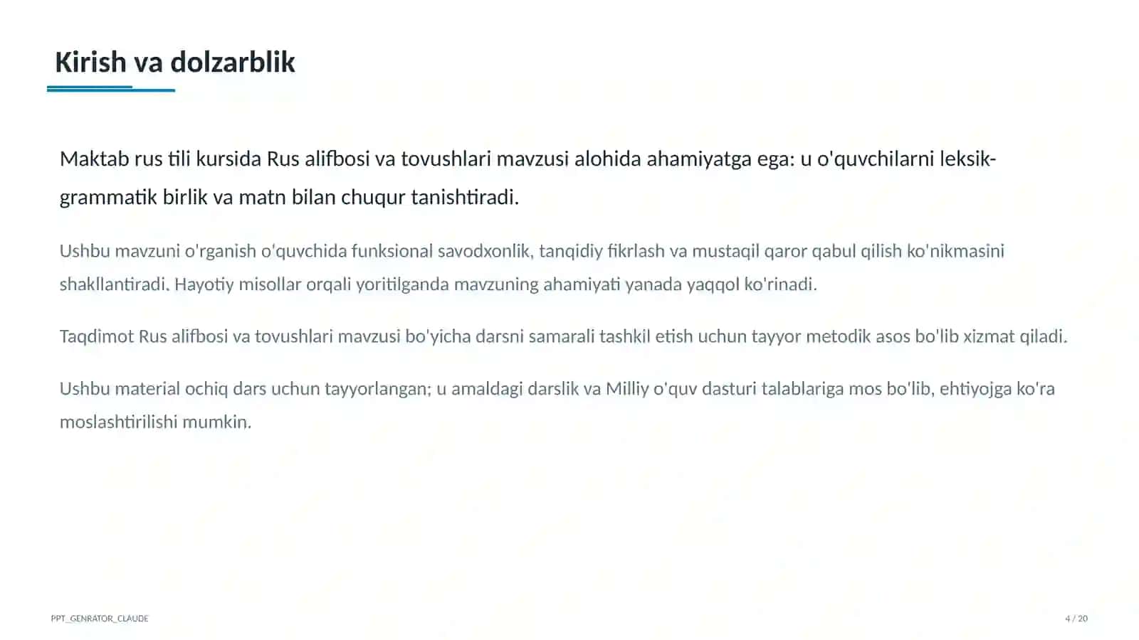 Rus alifbosi va tovushlari (2-sinf) 4