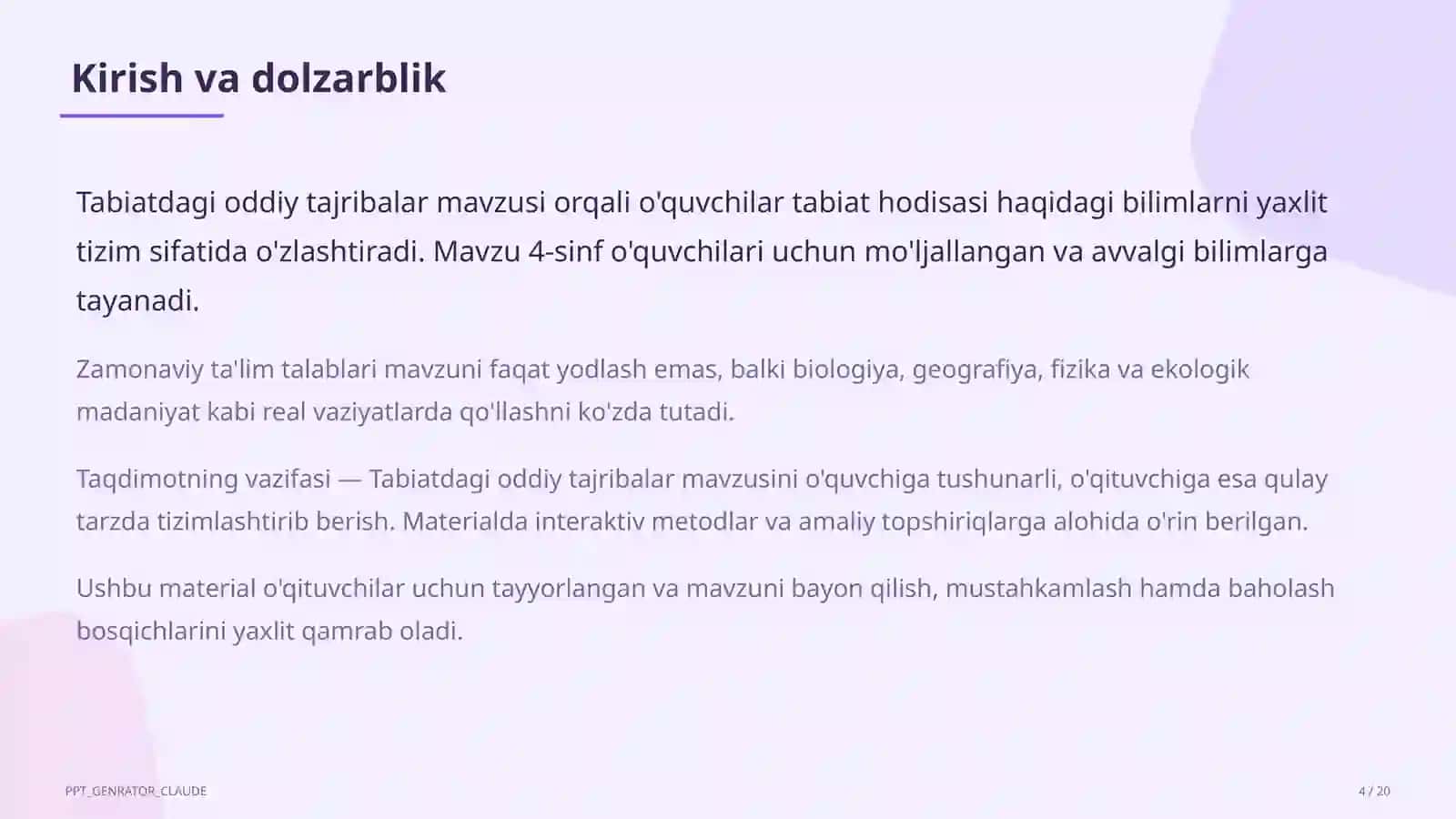 Tabiatdagi oddiy tajribalar (4-sinf) 4