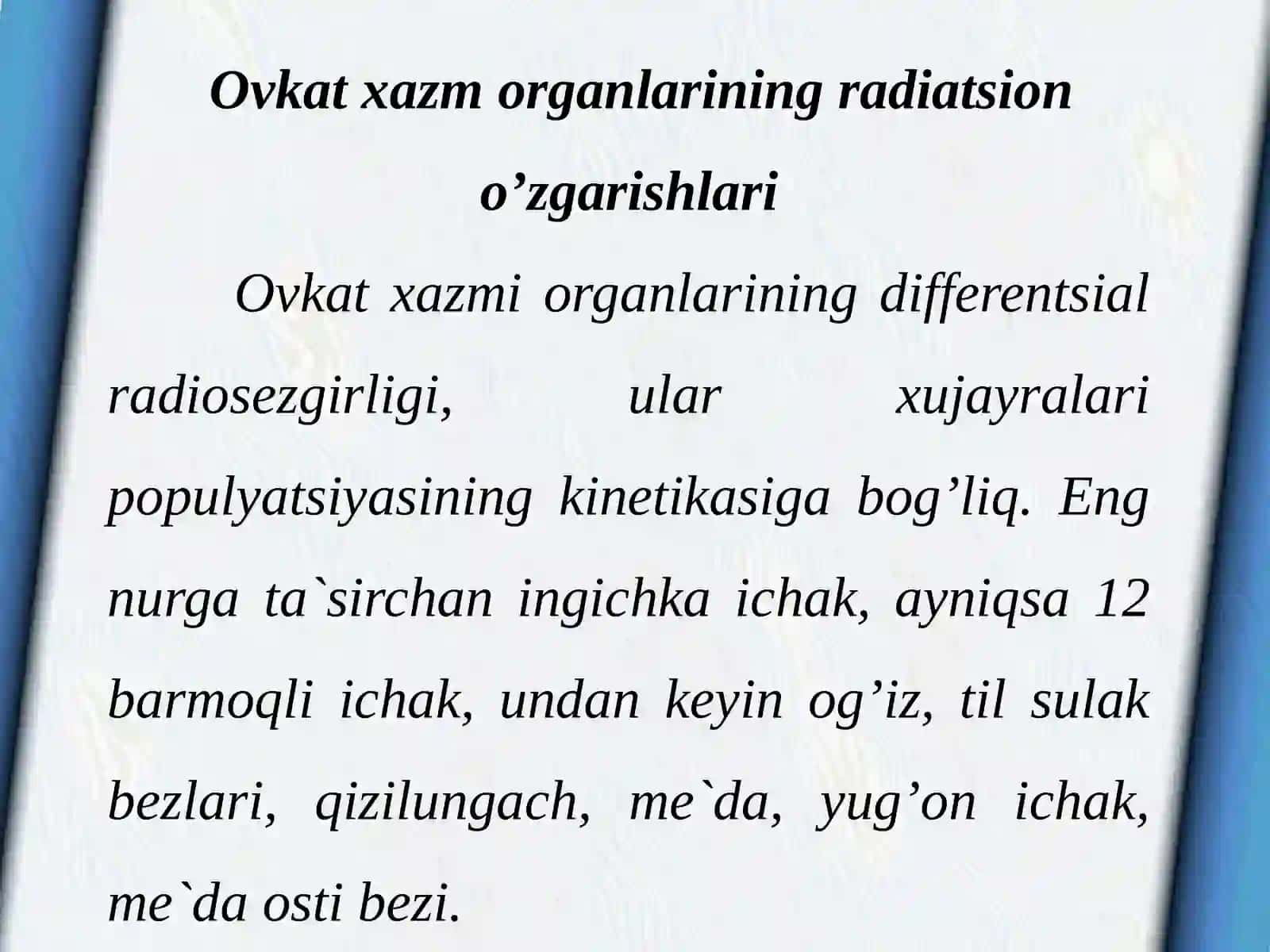 Turli organ va to’qimalar radiosezgirligi 4