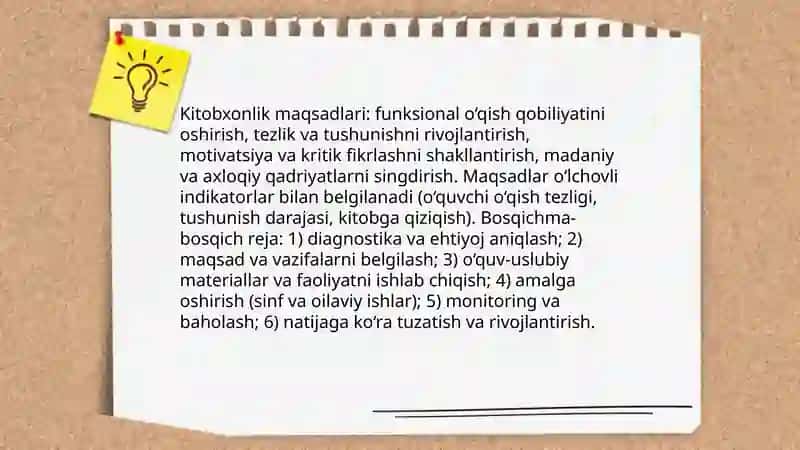 Boshlang'ich sinflarda o'quvchilarda kitobxonlikni shakllantirish yuzasidan metodik tavsiyalar ishlab chiqish 4