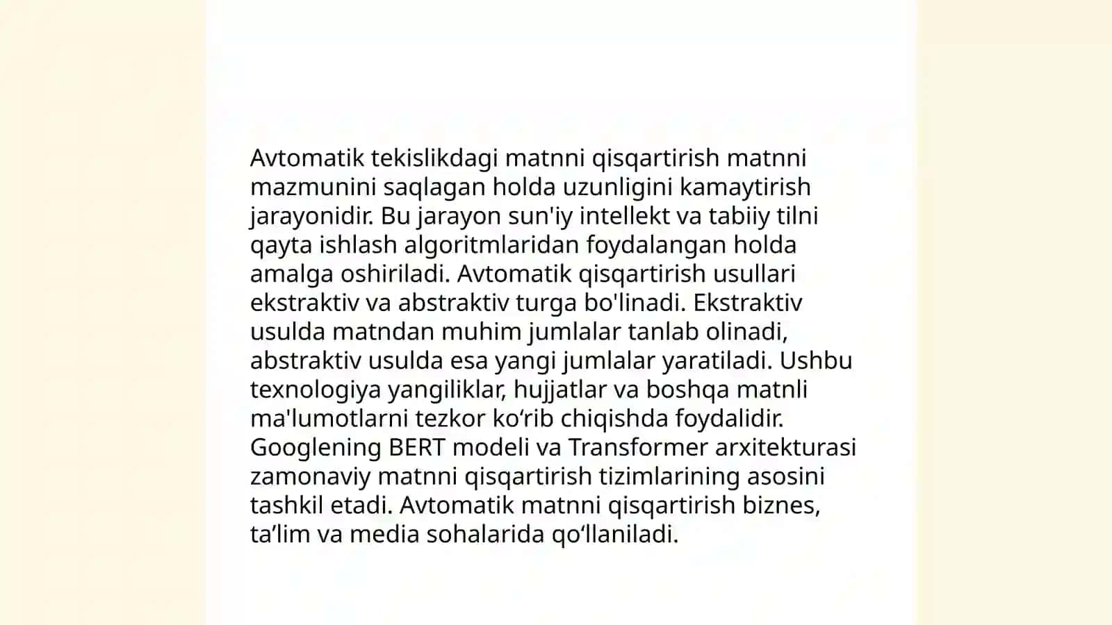 Matnlarni avtomatik qisqaryirish(referatlash) 4