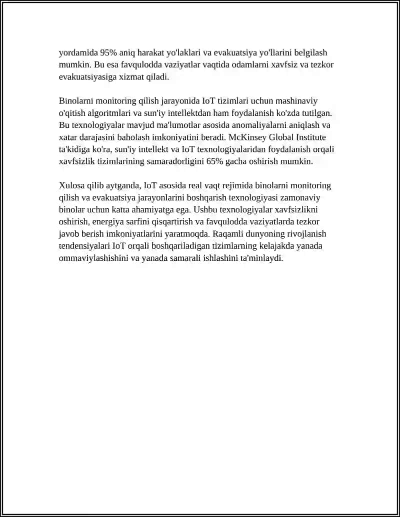 AQLLI BINOLAR VA ISHLAB CHIQARISH TIZIMLARIDA FAVQULOTDA VAZIYATLARDA INTERNET TEXNOLOGIYALARI YORDAMIDA EVAKUATSIYANI TASHKIL ETISH 4