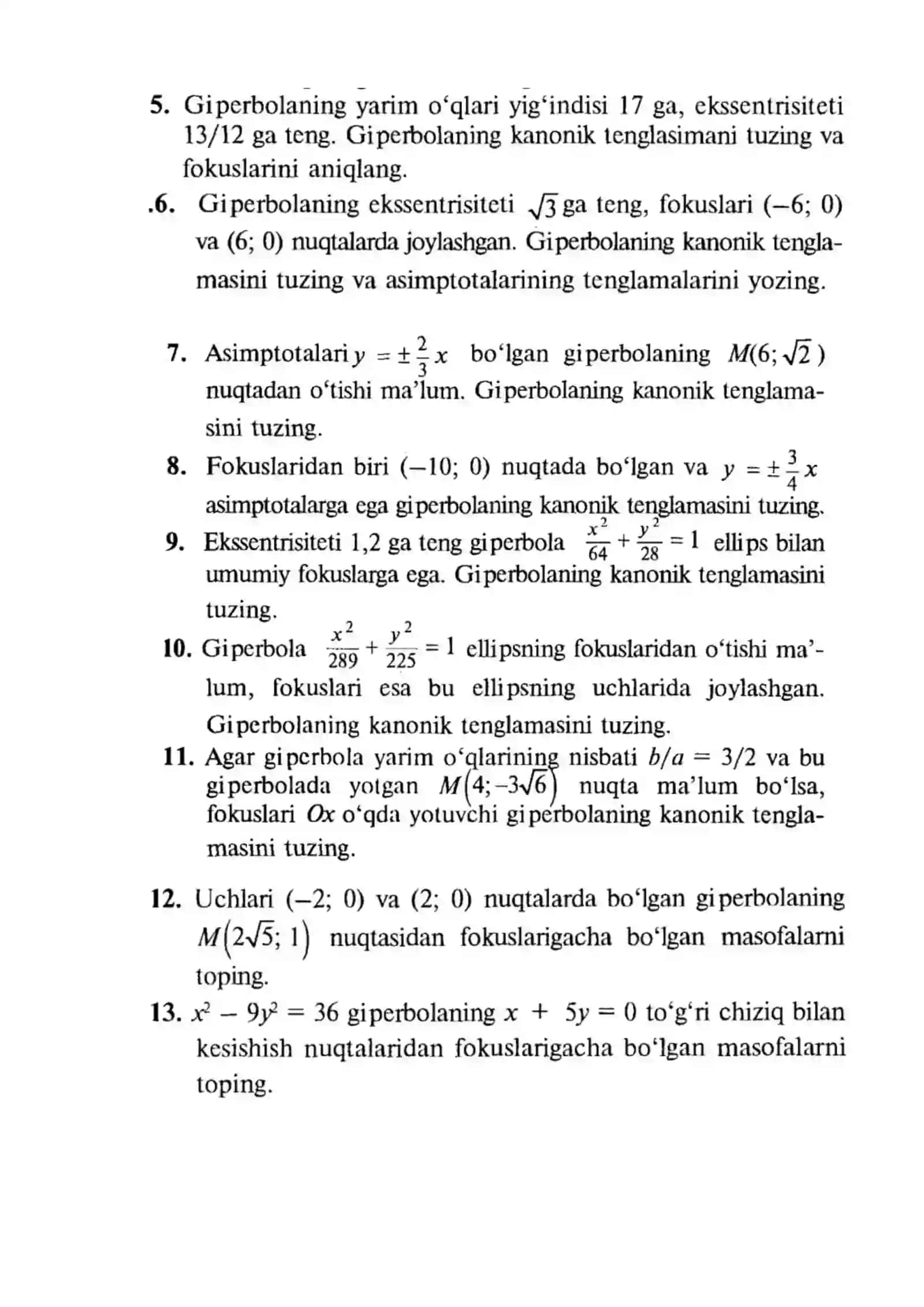 Giperbola va Parabolaning Kanonik Tenglamalari 4