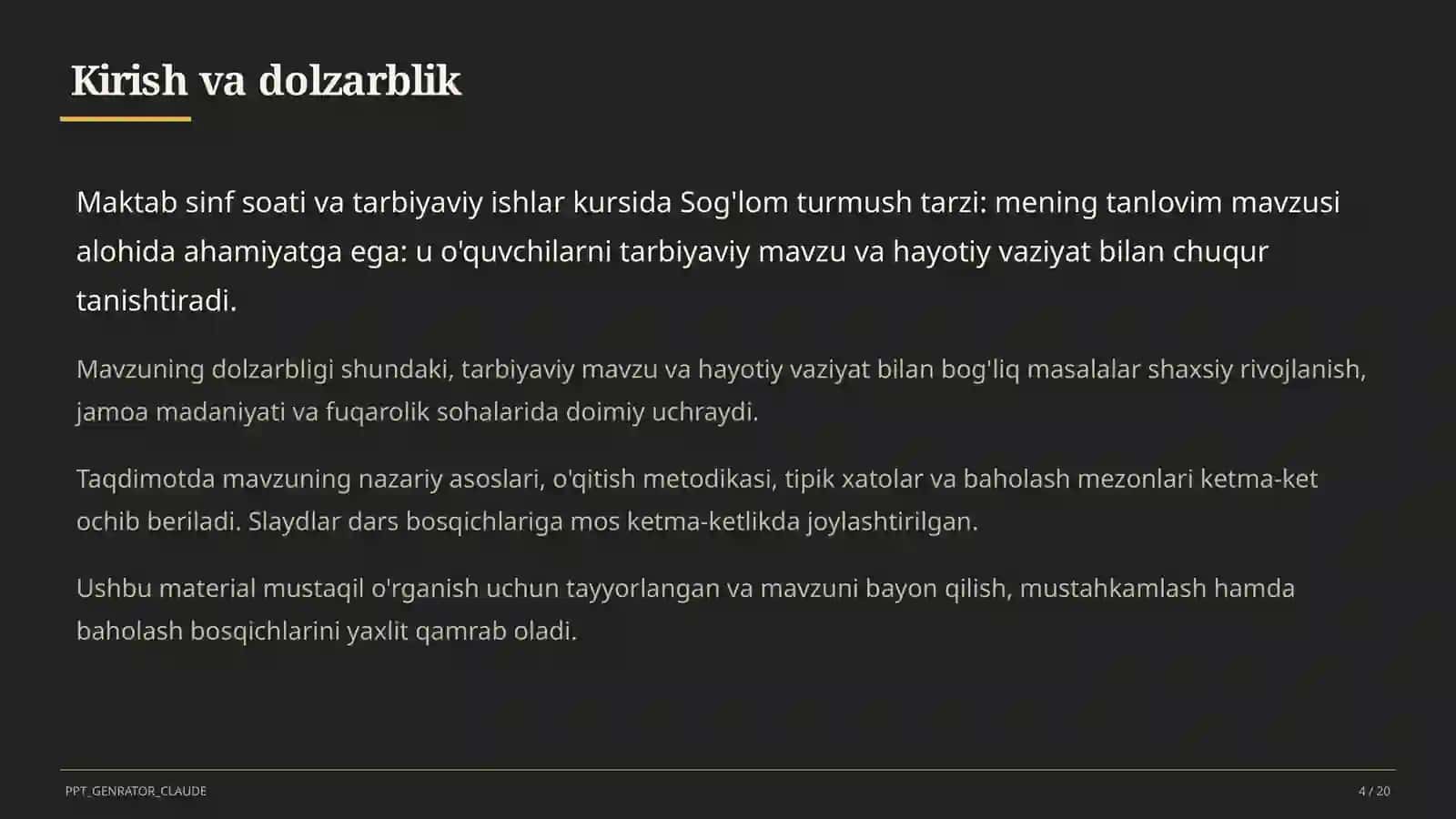 Sog'lom turmush tarzi: mening tanlovim 4