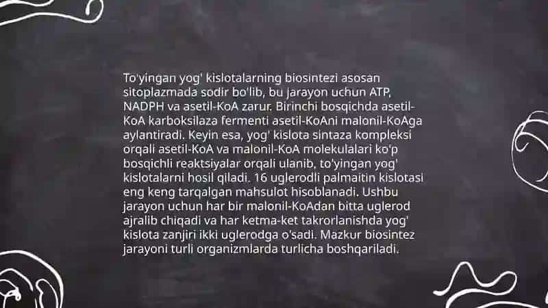 To'yingan va to'yinmagan yog' kislotalar biosintezi 4