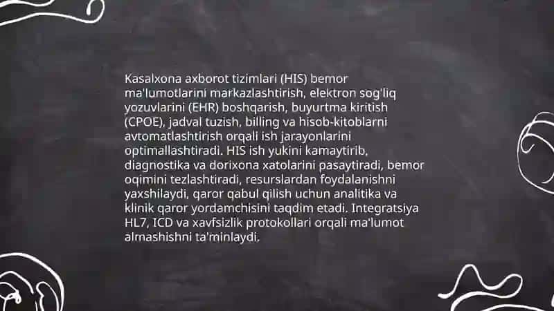 Tibbiyotda ishchi o'rinlarini avtomatlashtirishda va tibbiy masalalarini yechishda axborot texnialogiyalari 4