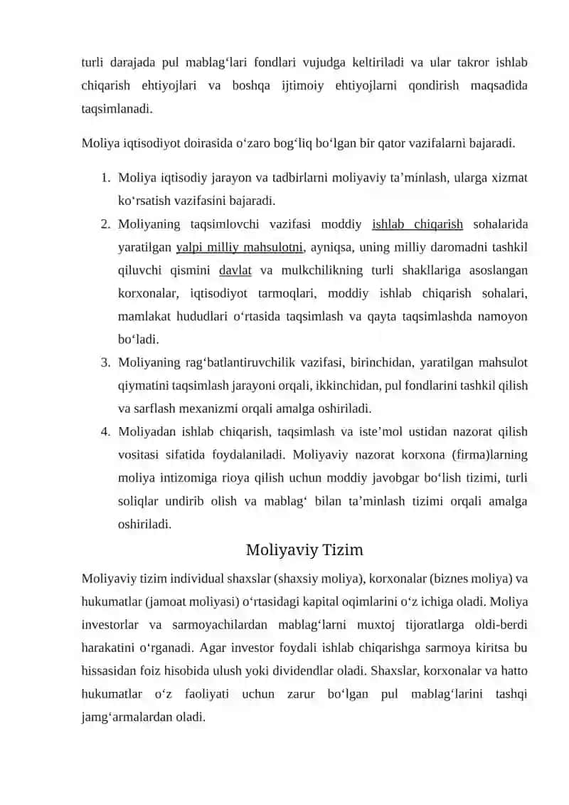 Moliya tizimi va uni ahamyati 4