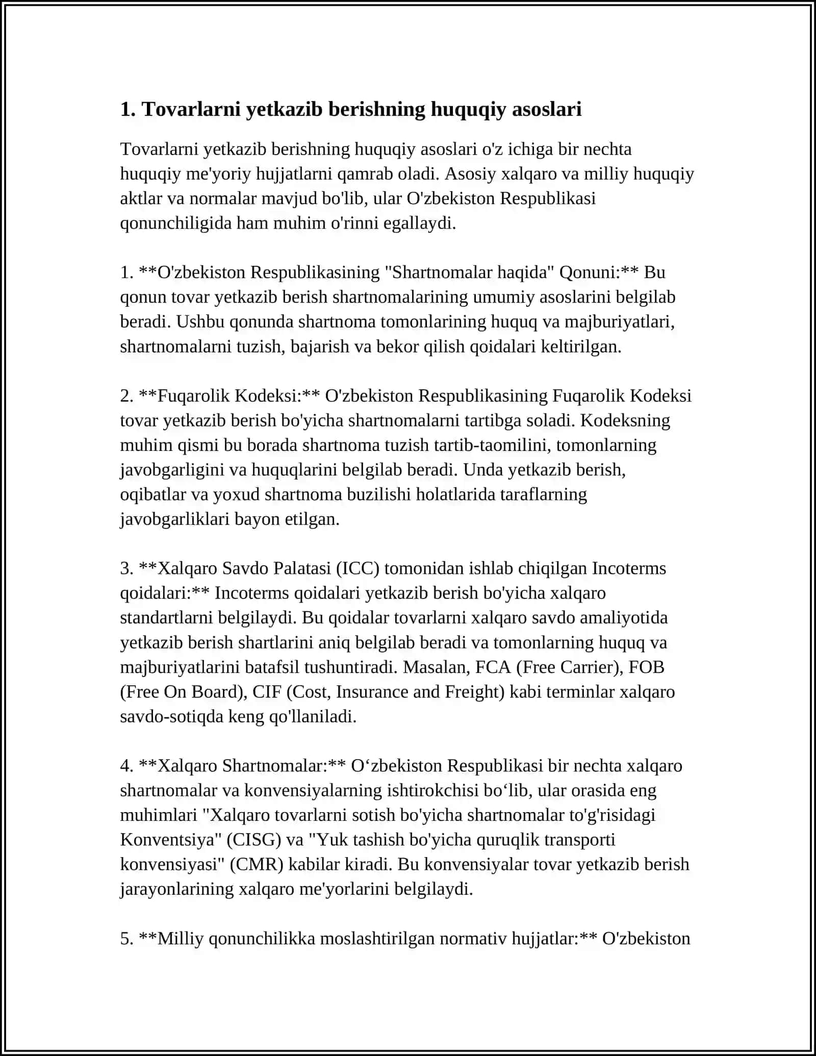 TOVARLAR YETKAZIB BERISH BOʻYICHA DAVLAT KONTRAKTI 4