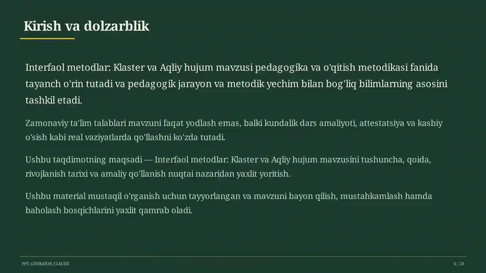 Interfaol metodlar: Klaster va Aqliy hujum 4
