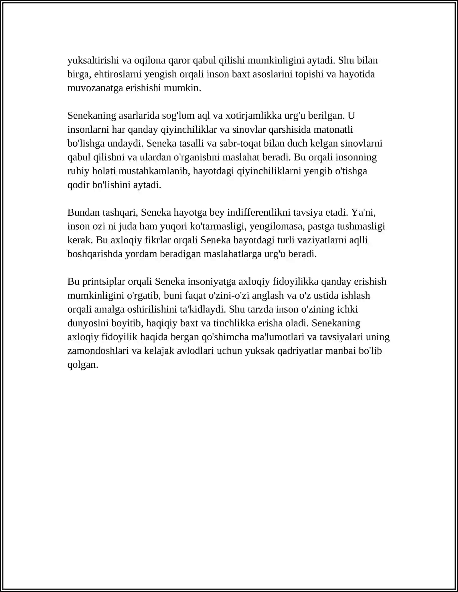 SENEKANING "LUTSILIYAGA AXLOQIY XATLARI" ASARI ASOSIDA ESSE 4
