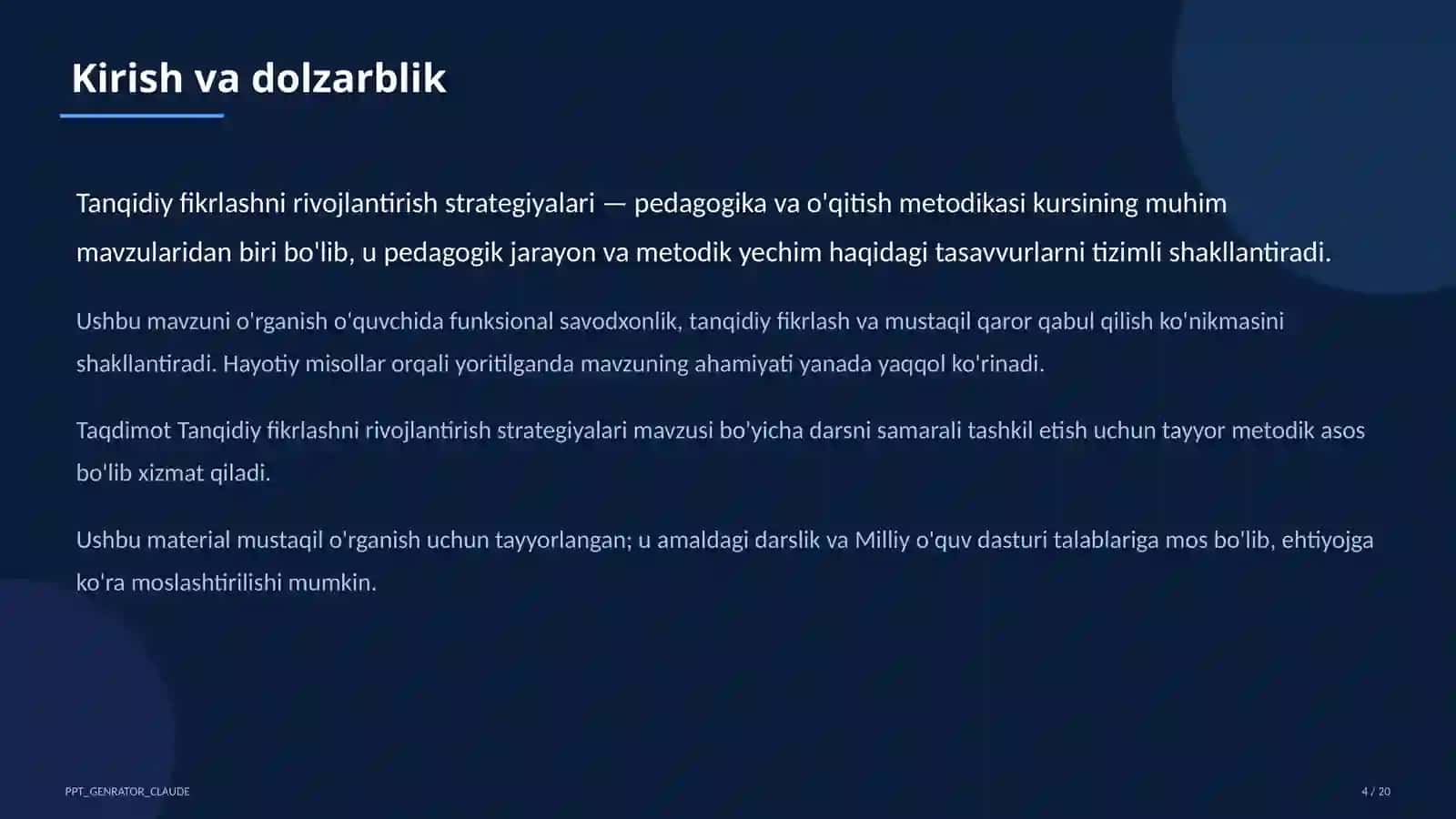 Tanqidiy fikrlashni rivojlantirish strategiyalari 4