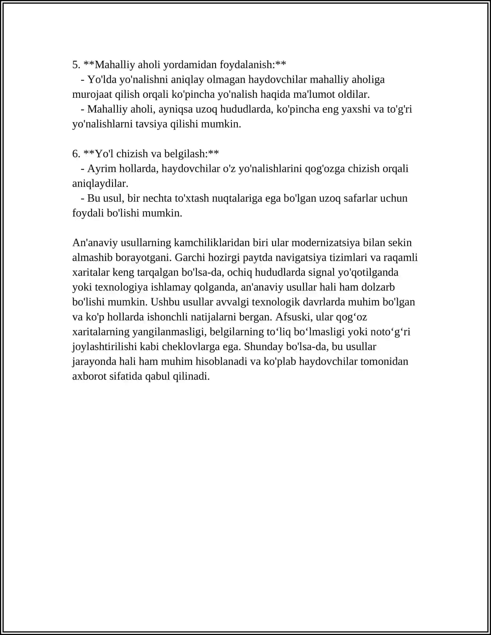 AVTOMOBIL YOʻLLARINI QIDIRUVINI ANʼANAVIY VA ZAMONAVIY TEXNOLOGIYALARI VA UNING TAHLILI 4