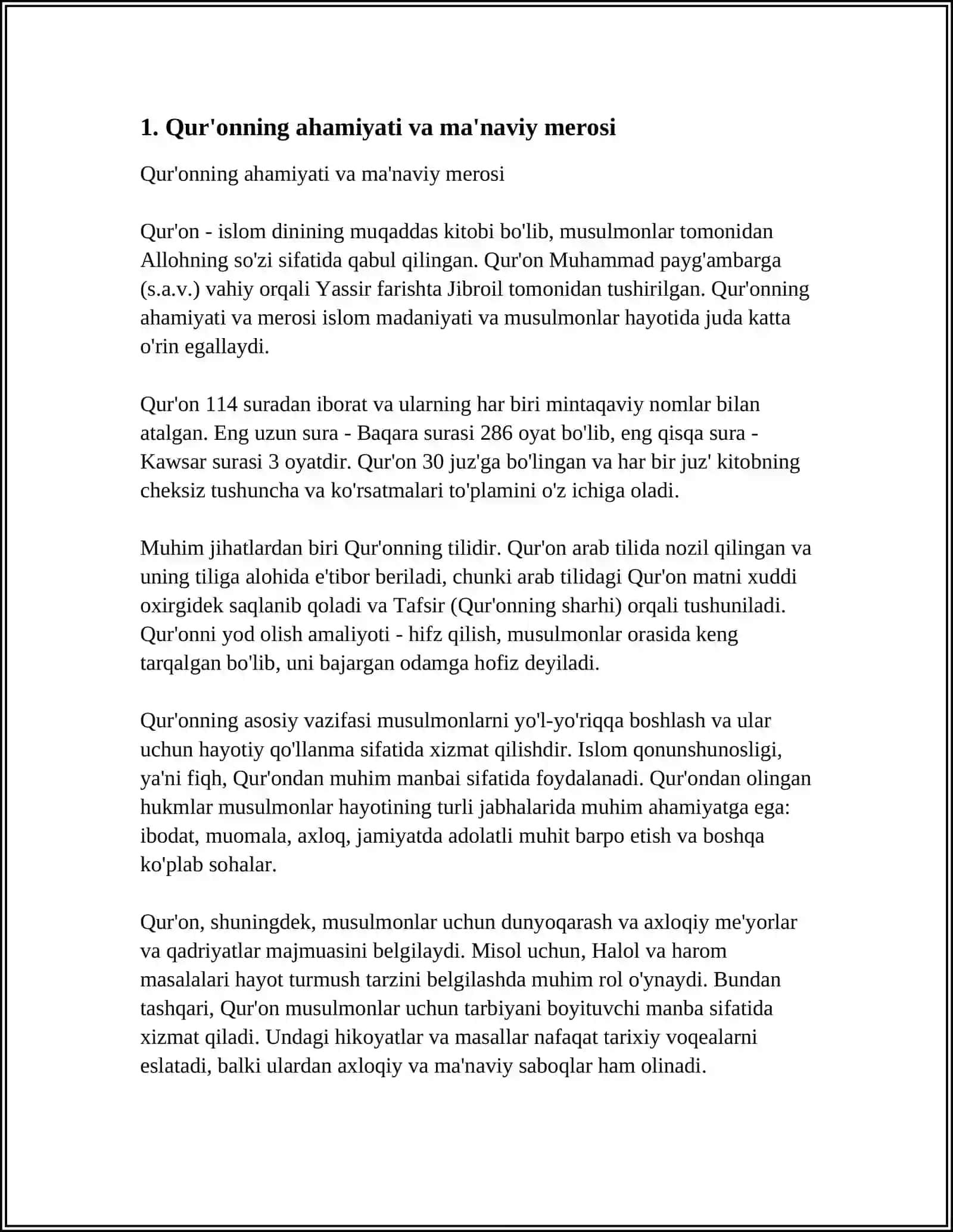 ISLOM DINIDA QURON, SURA, OYAT TUSHUNCHALARI MAZMUNI 4