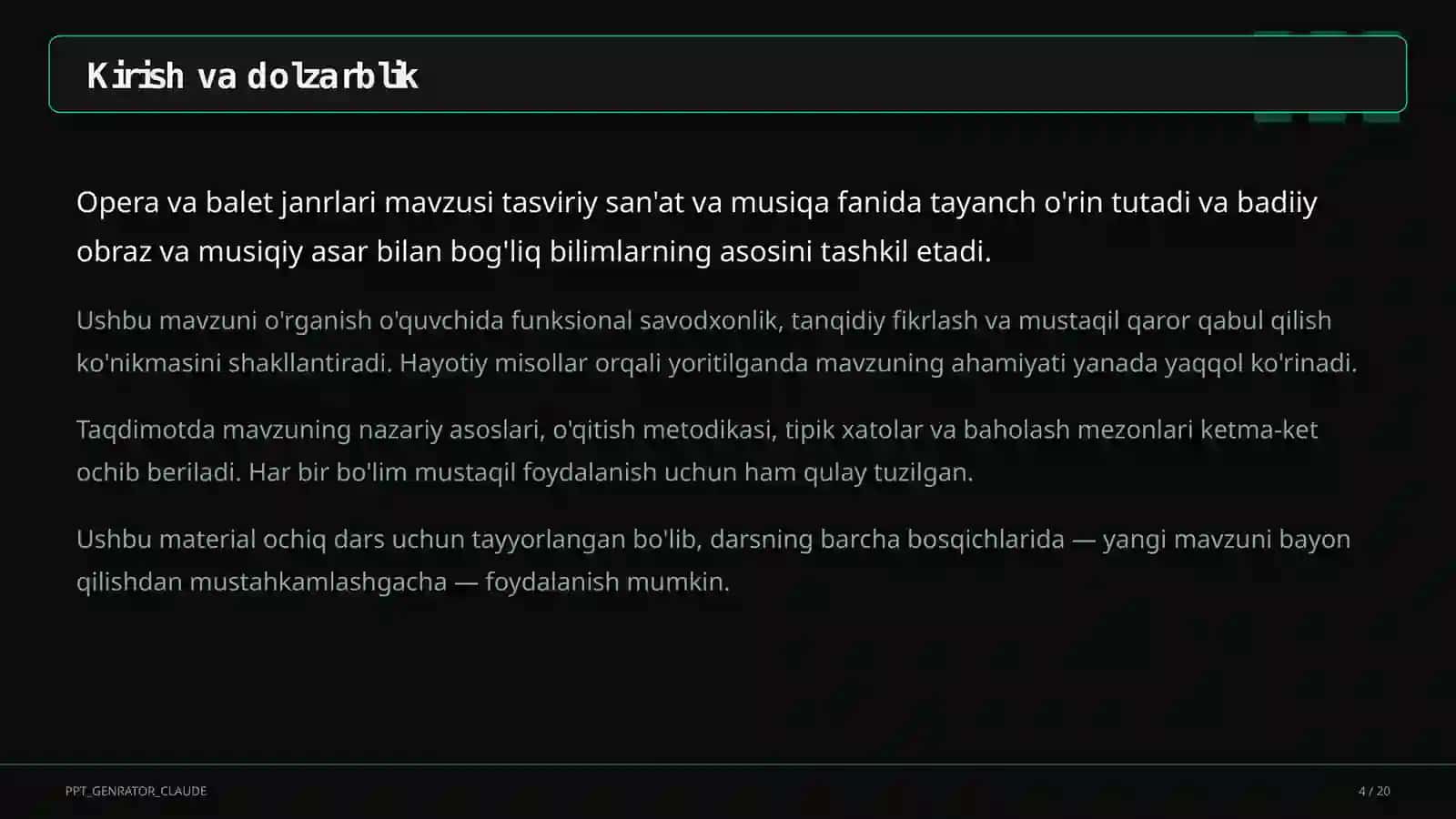 Opera va balet janrlari (6-sinf) 4